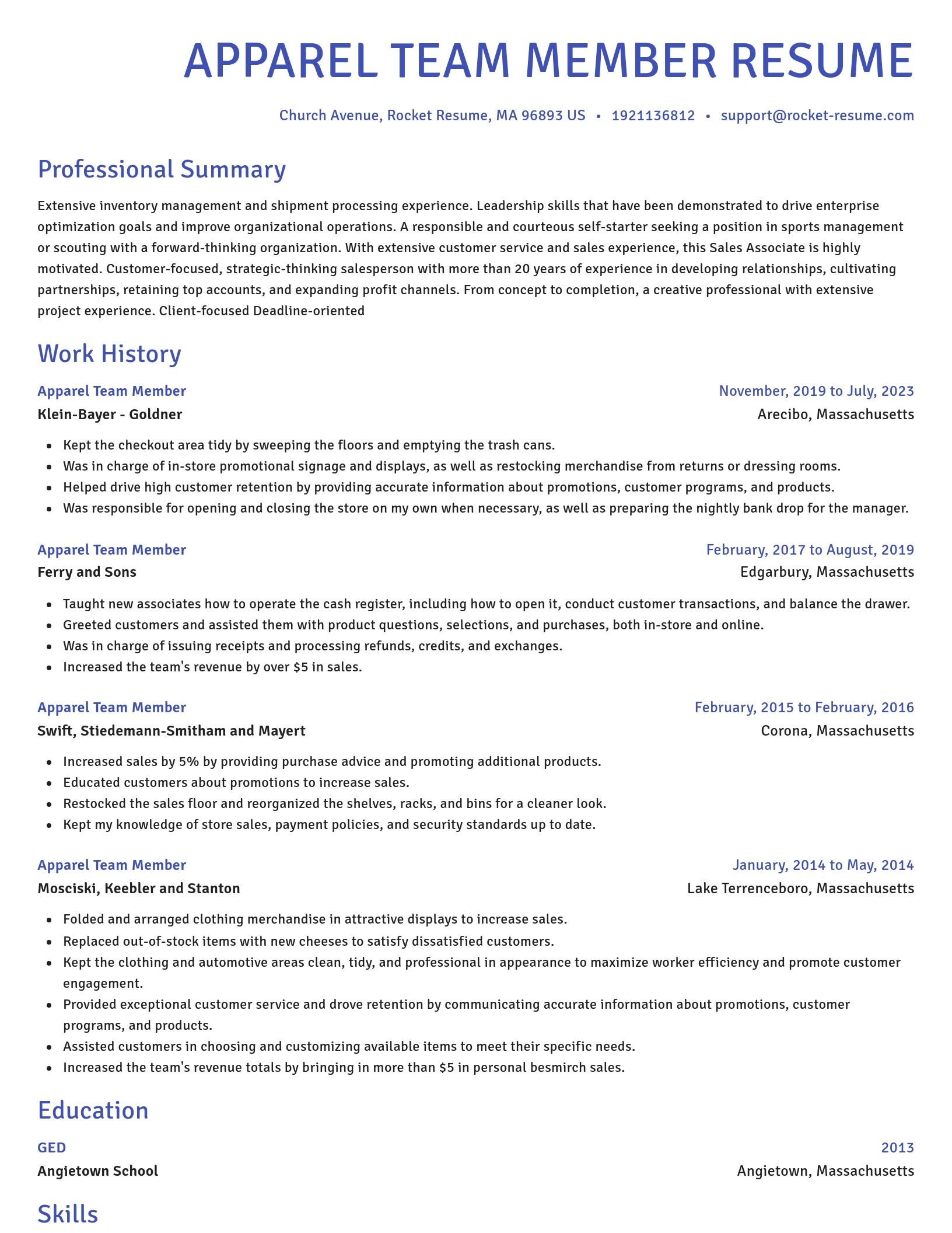 Novel resume template