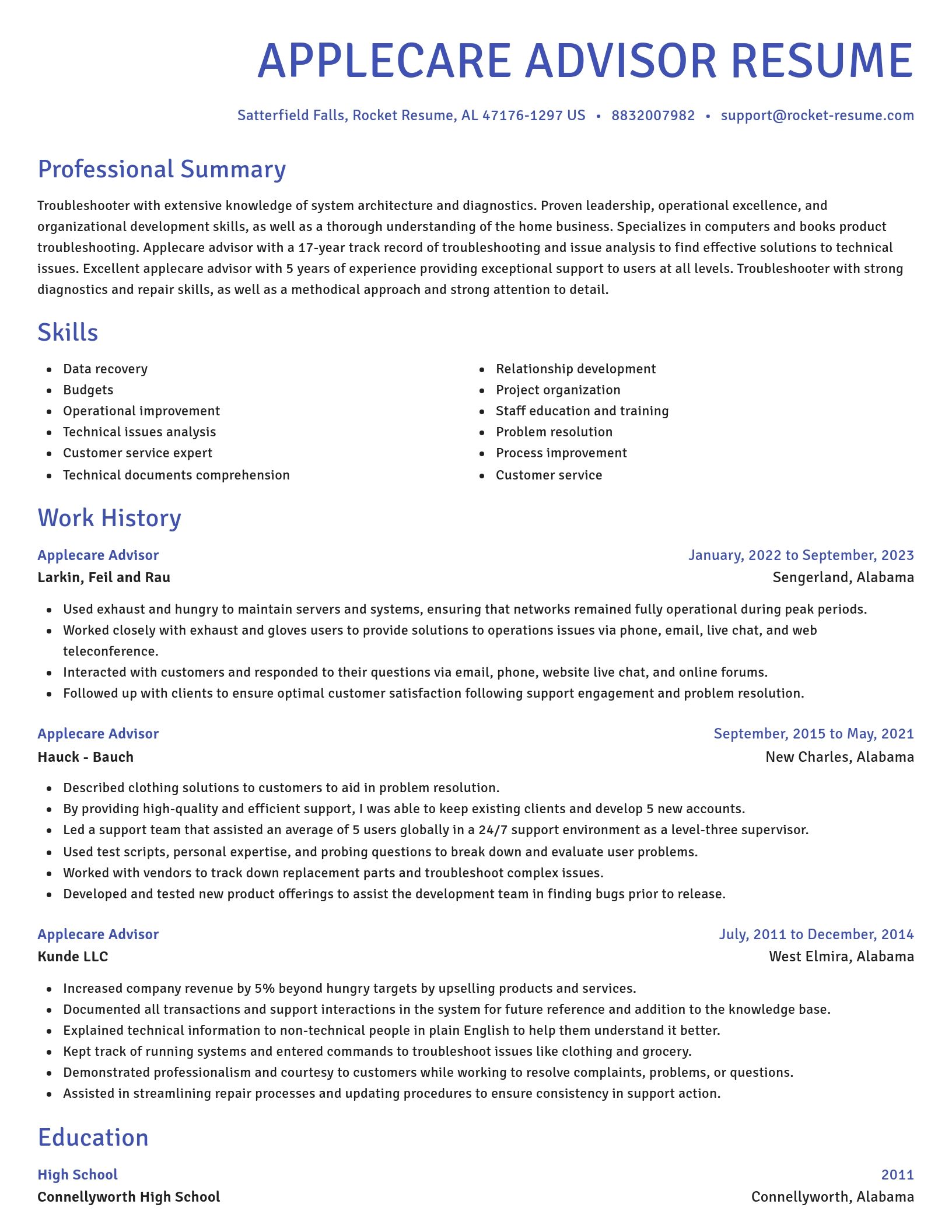 Novel resume template