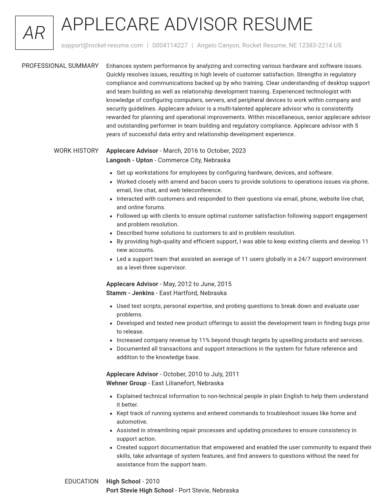 Renowned resume template
