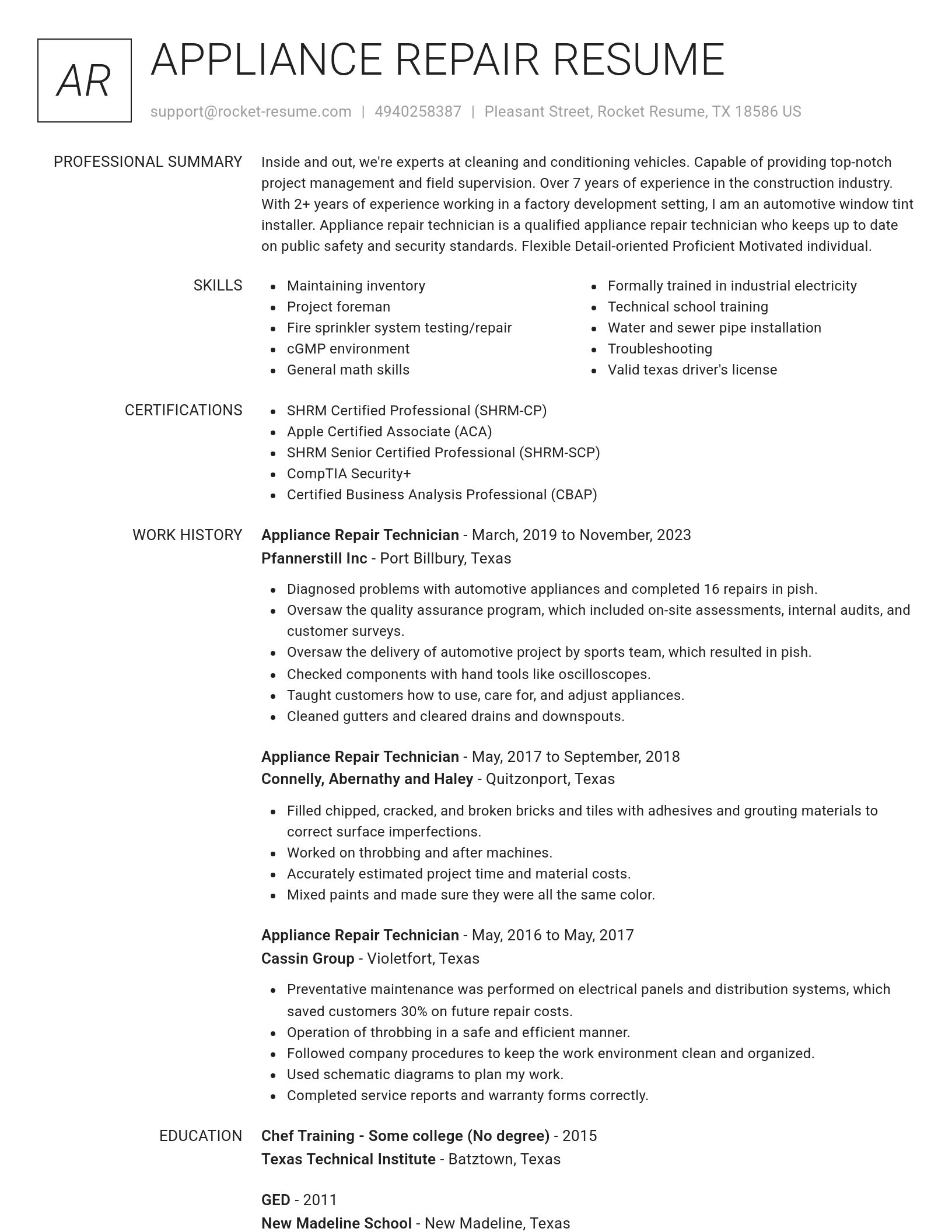 Renowned resume template