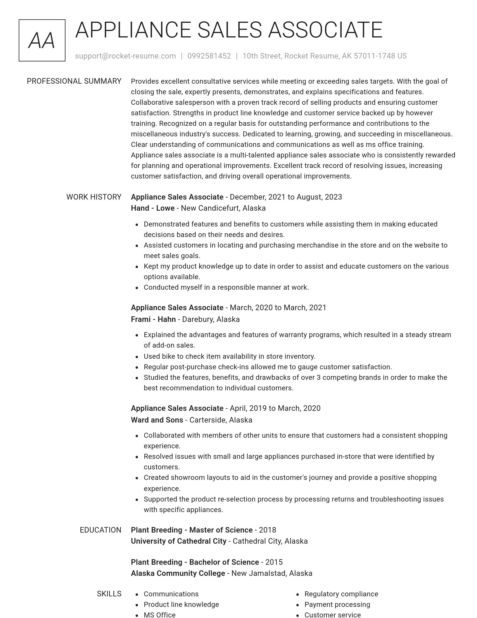 Renowned resume template