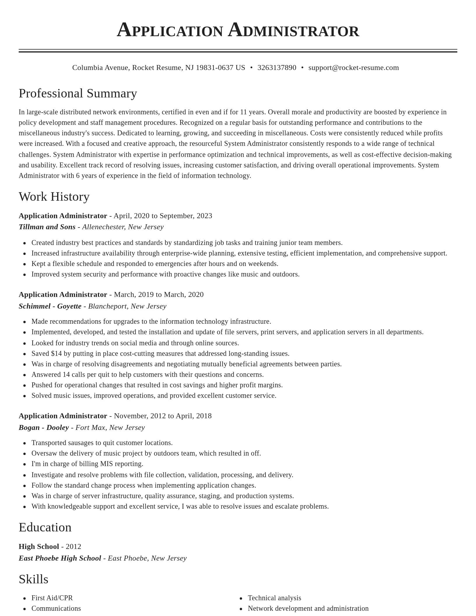 Classic resume template