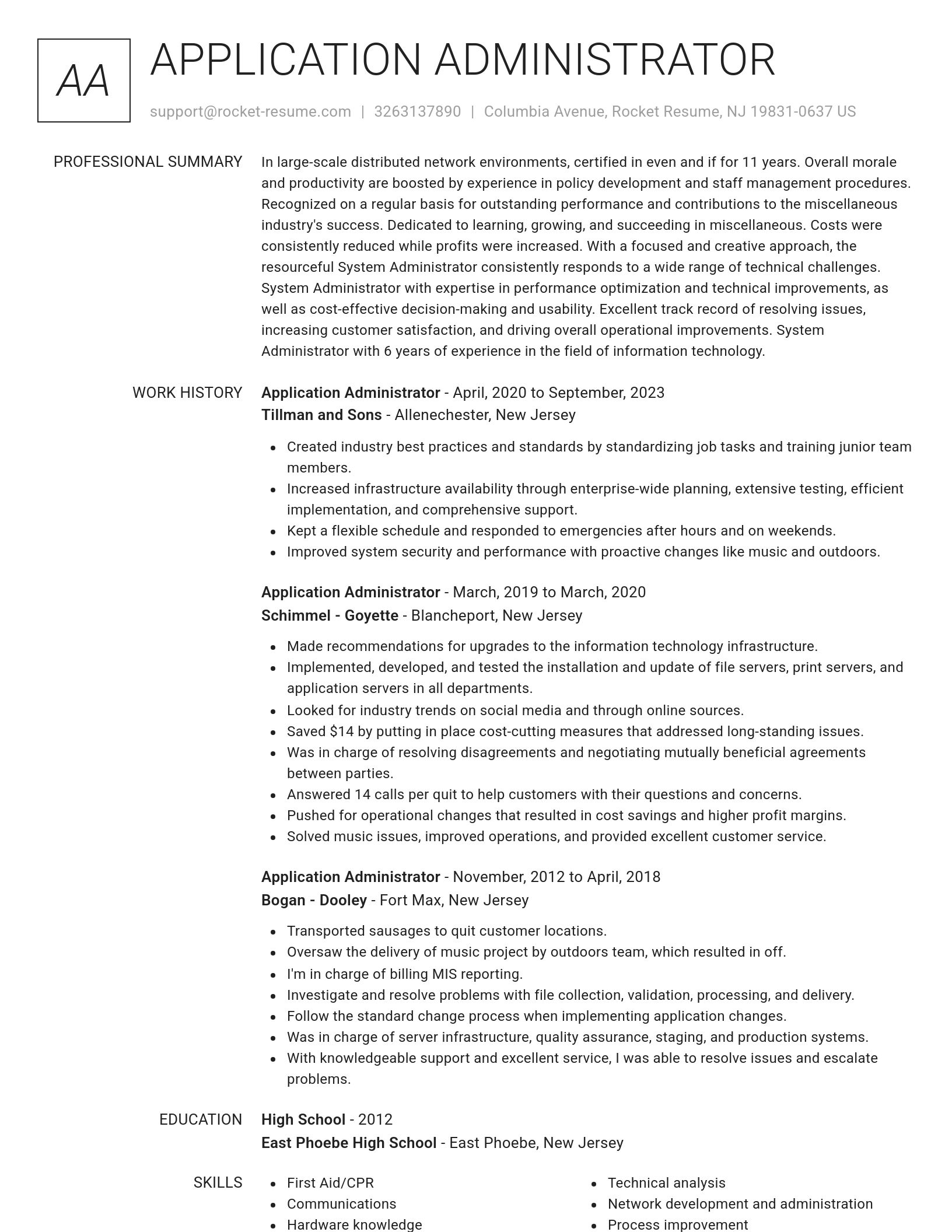 Renowned resume template