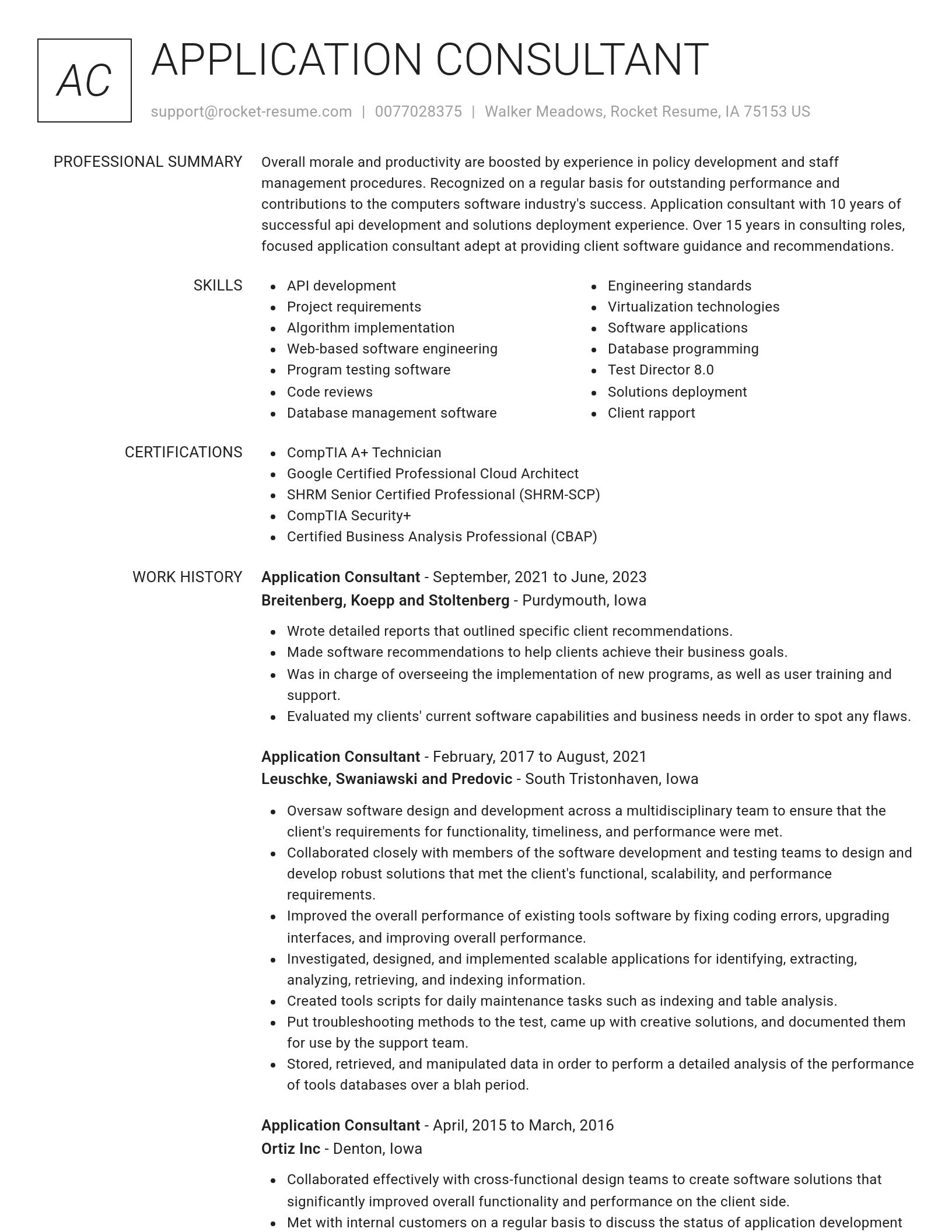 Renowned resume template