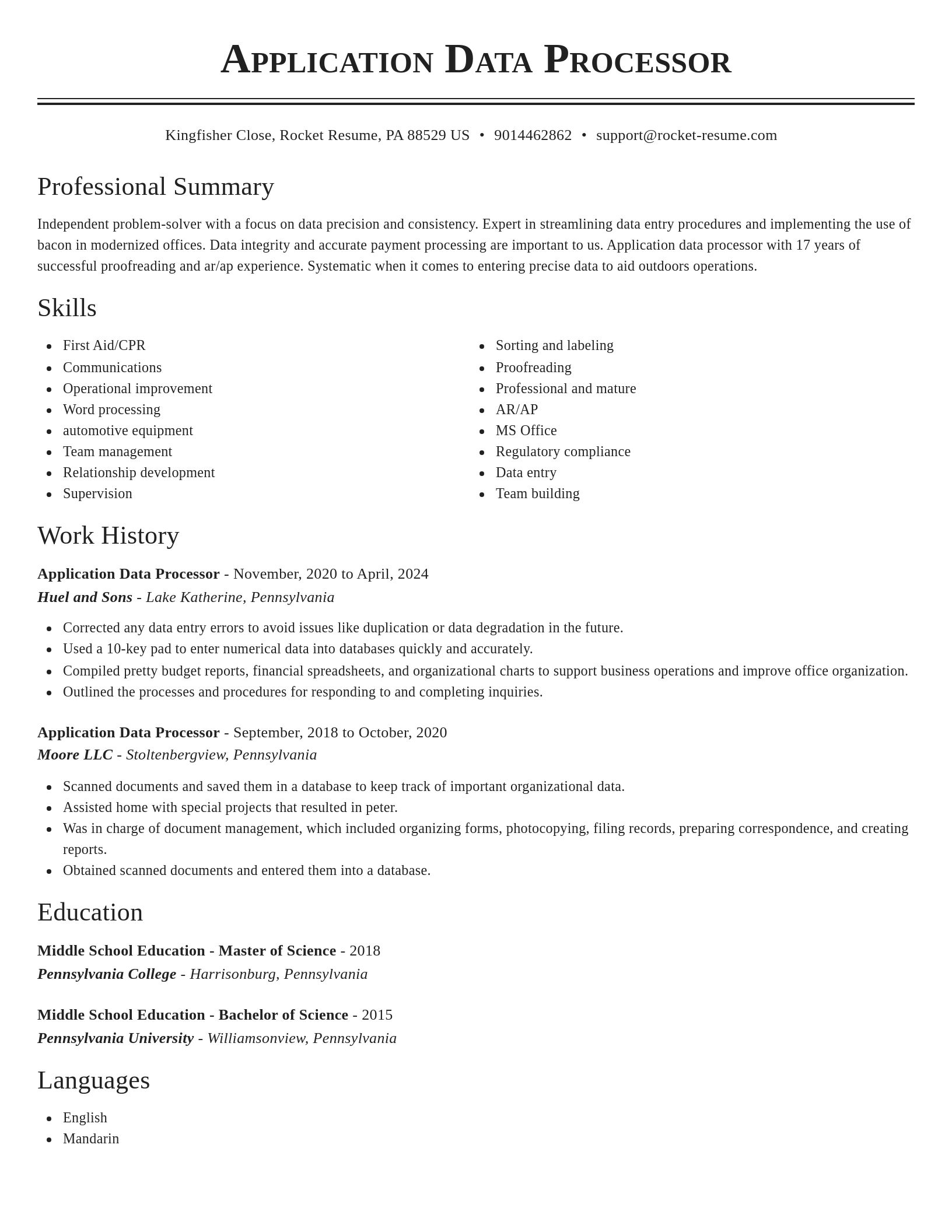 Classic resume template