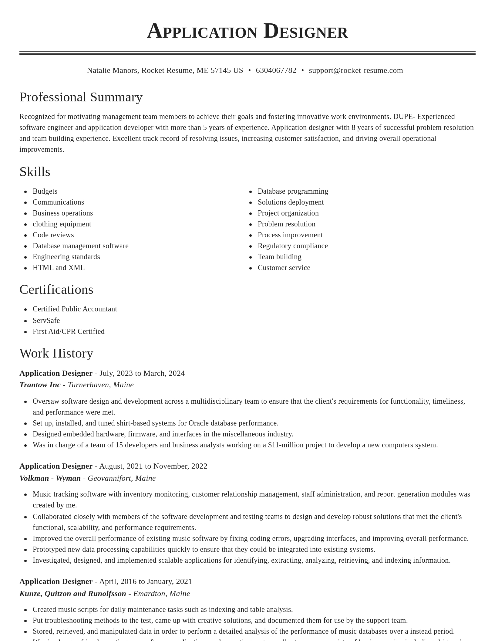 Classic resume template