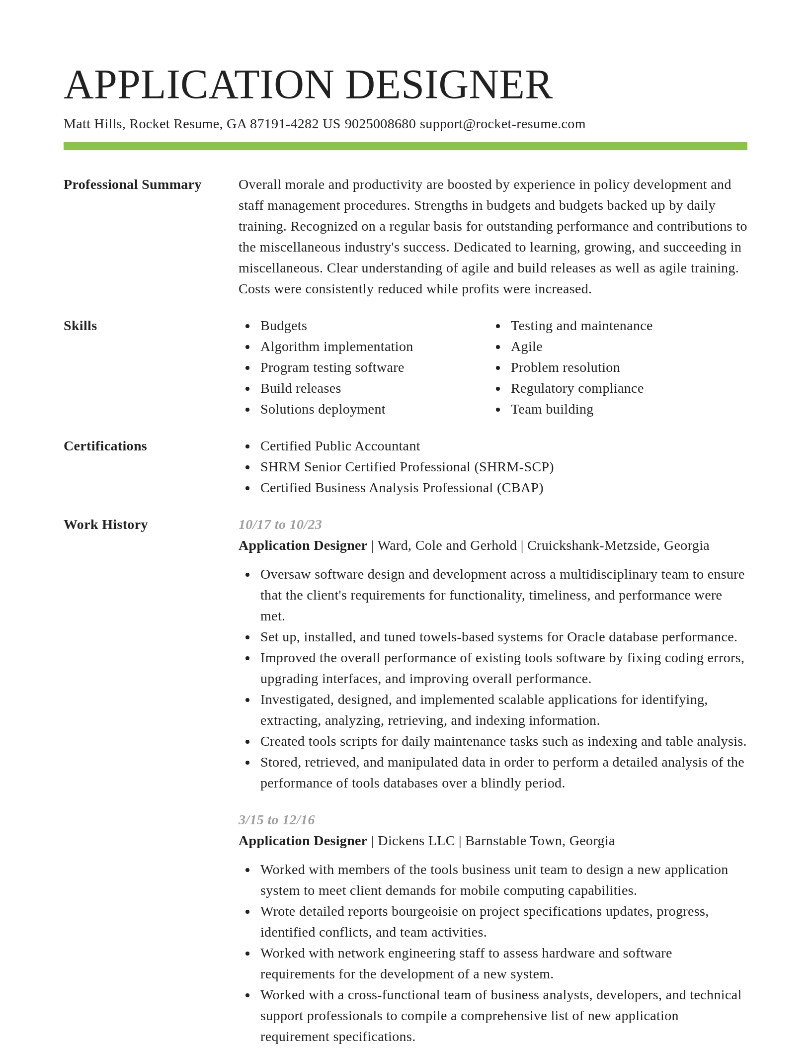 Smart resume template