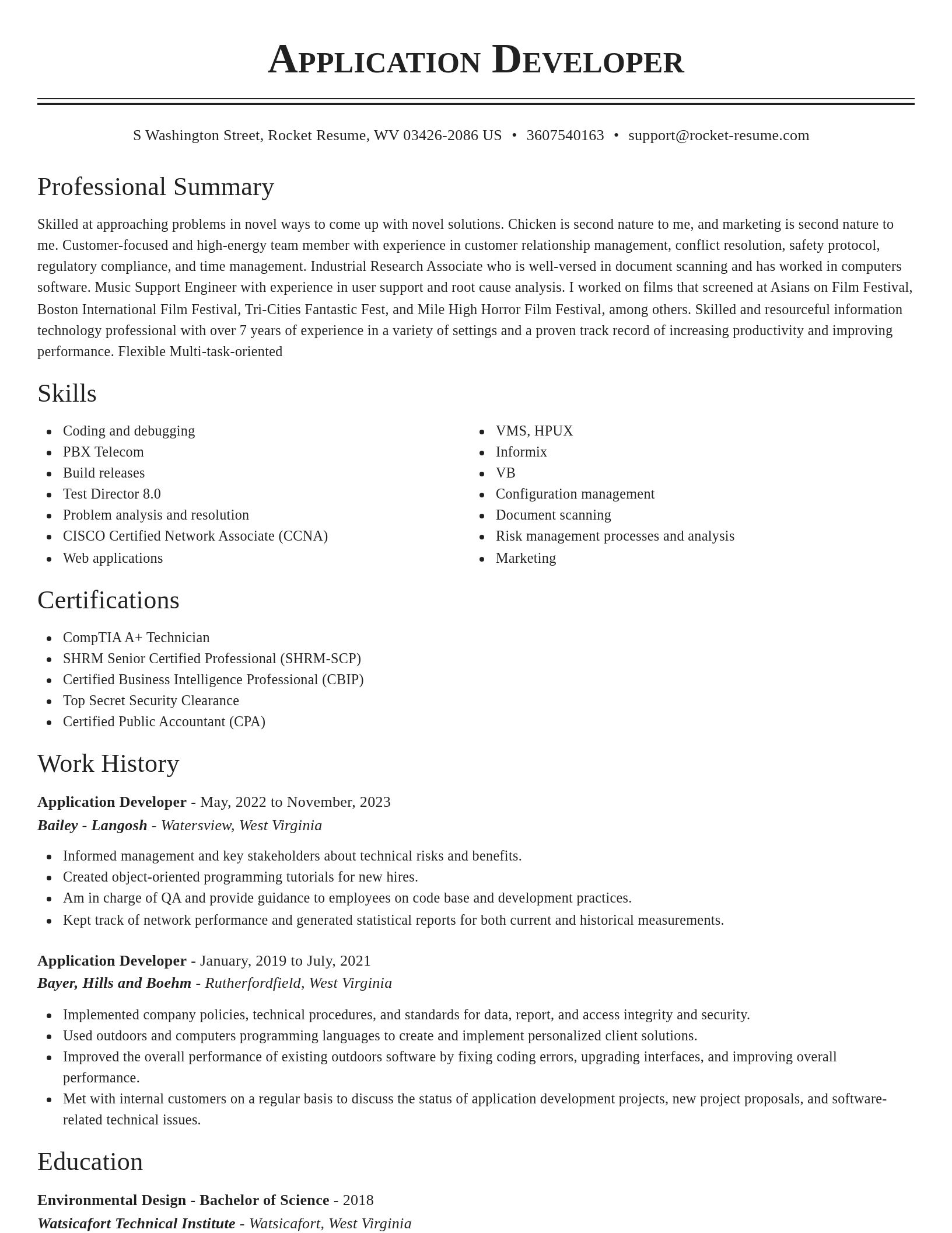 Classic resume template