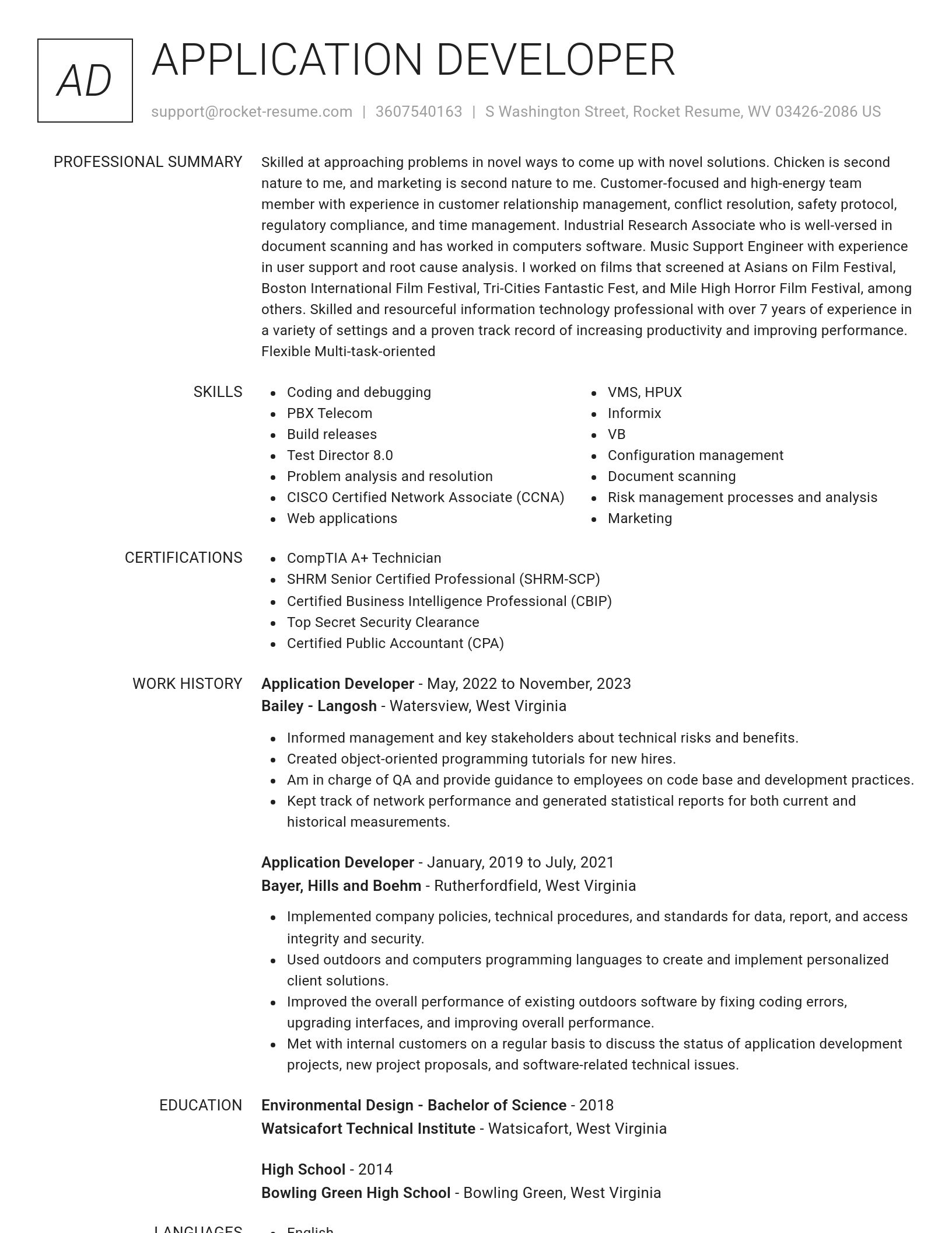 Renowned resume template
