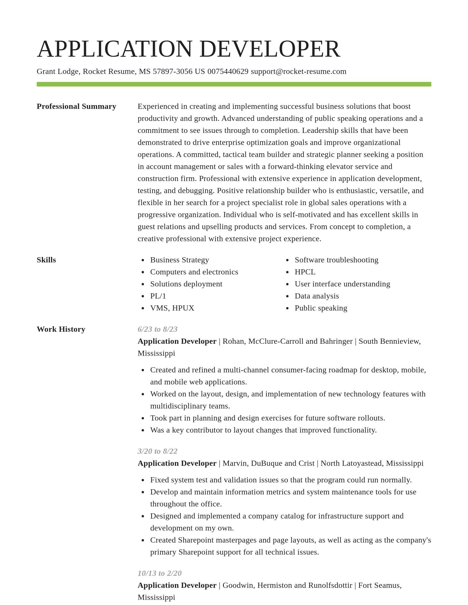 Smart resume template