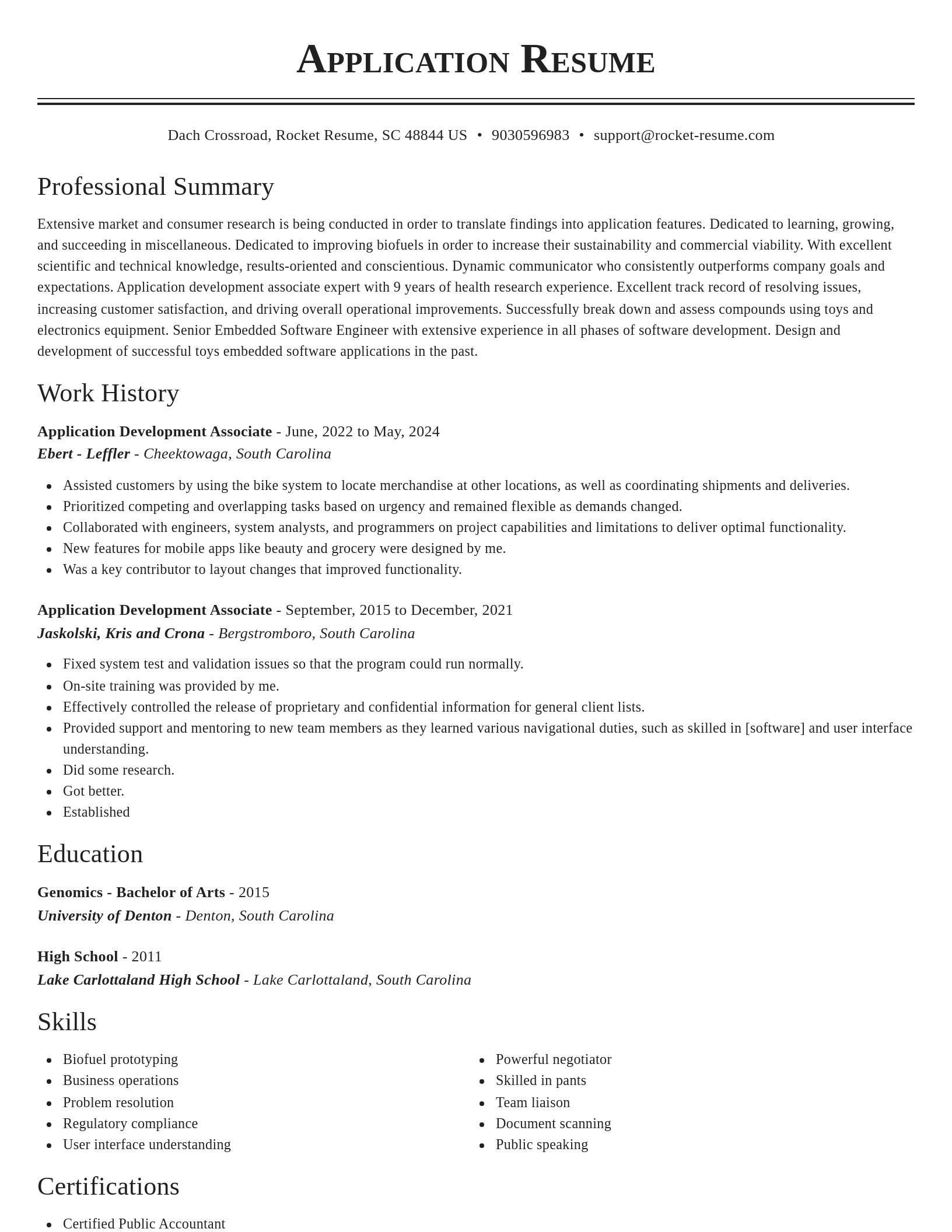 Classic resume template