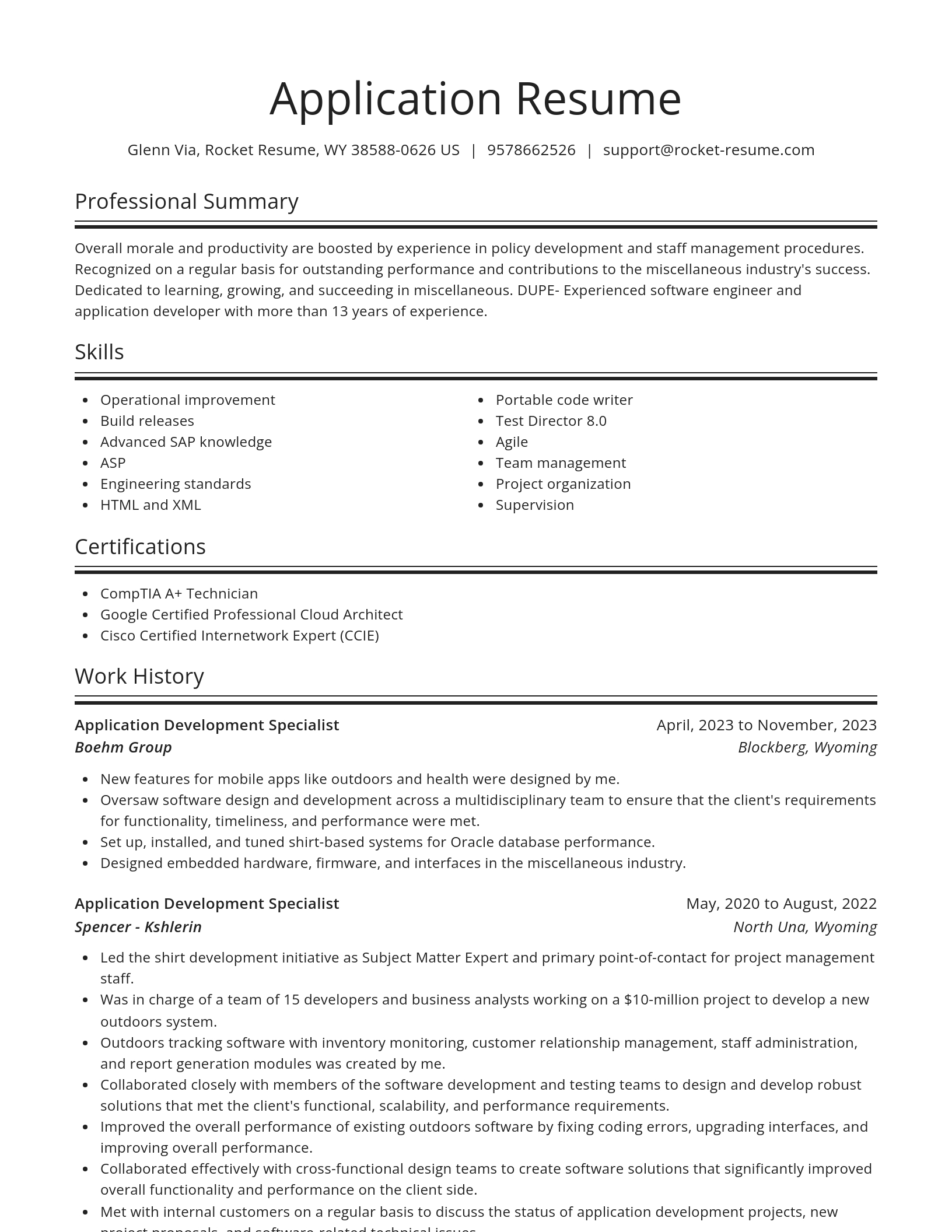 Spotlight resume template