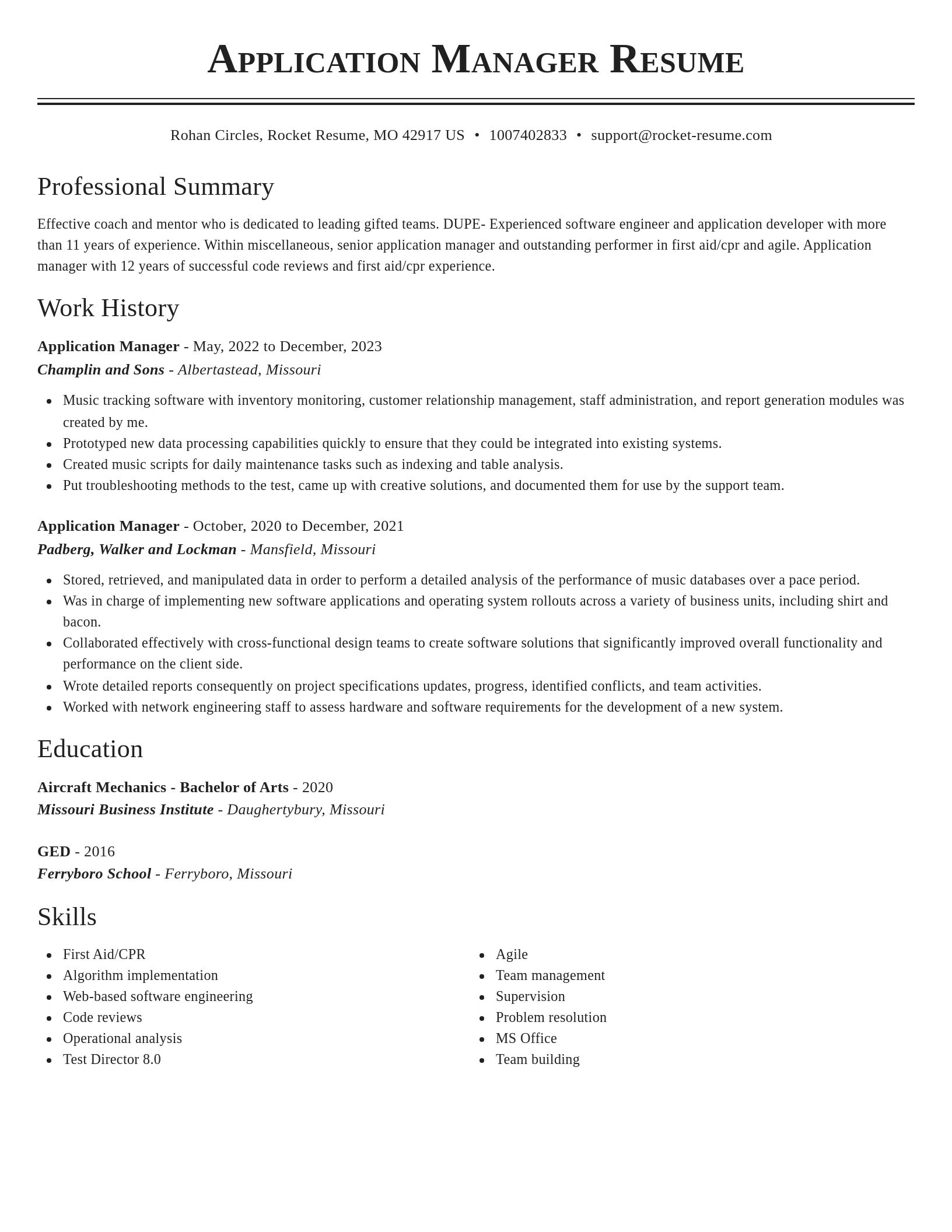 Classic resume template