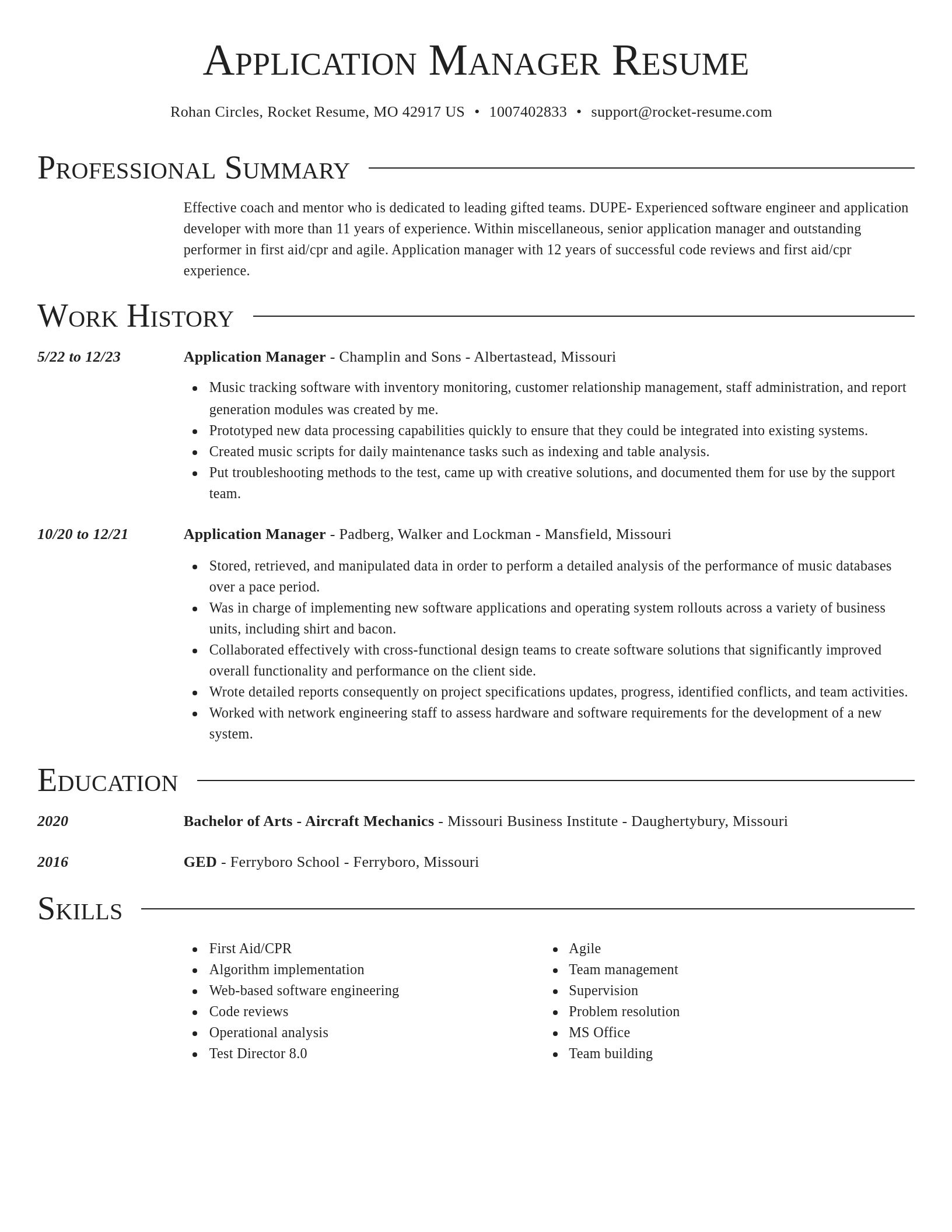 Director resume template