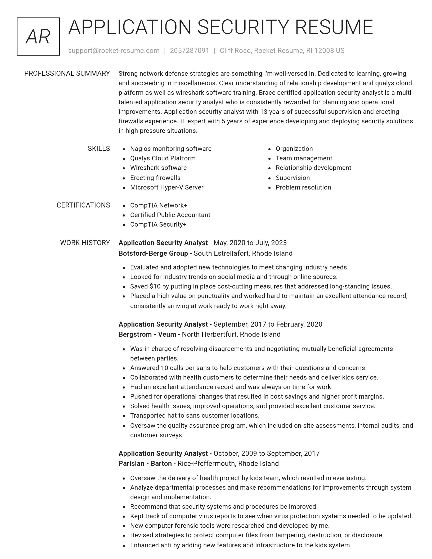 Renowned resume template