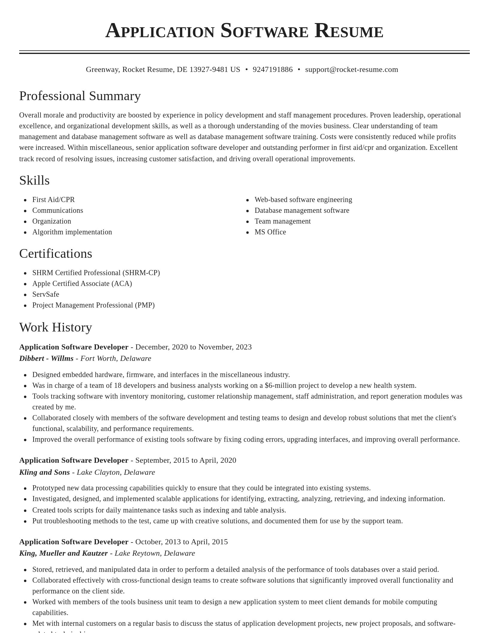 Classic resume template