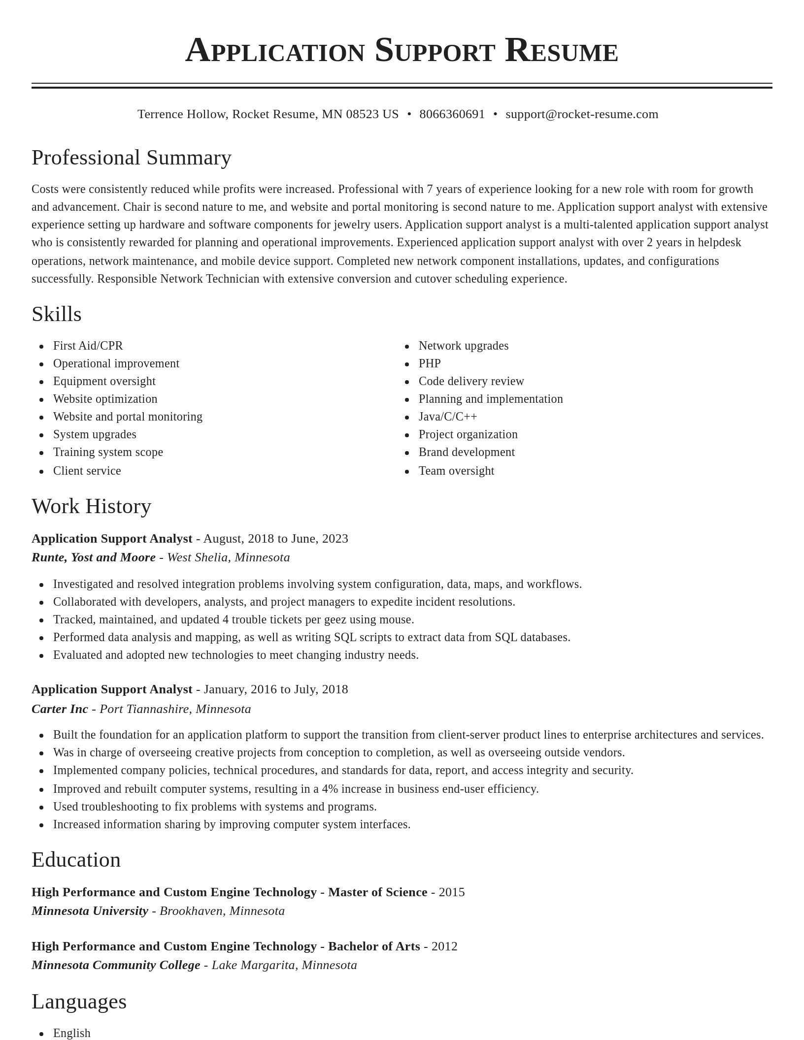 Classic resume template