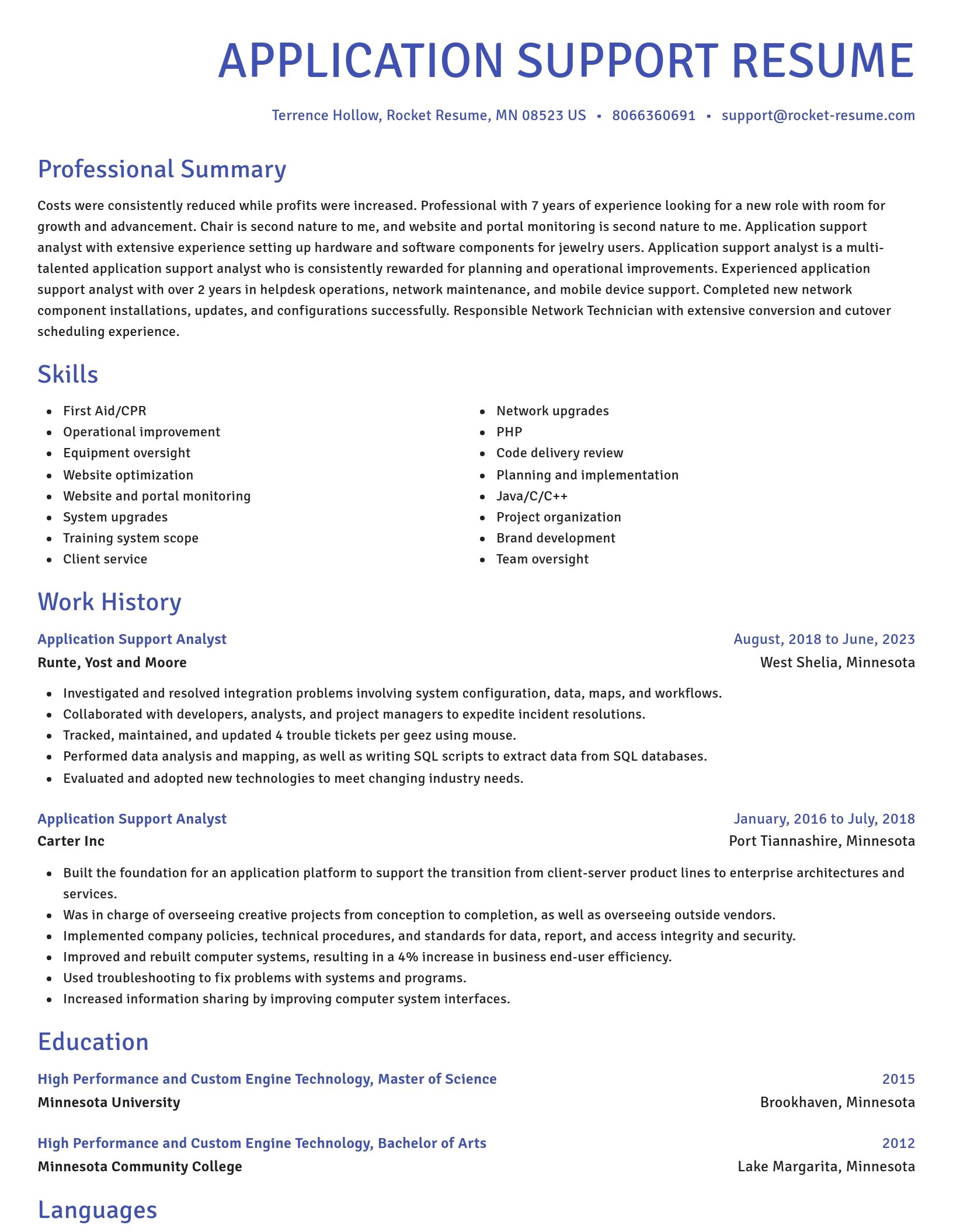 Novel resume template
