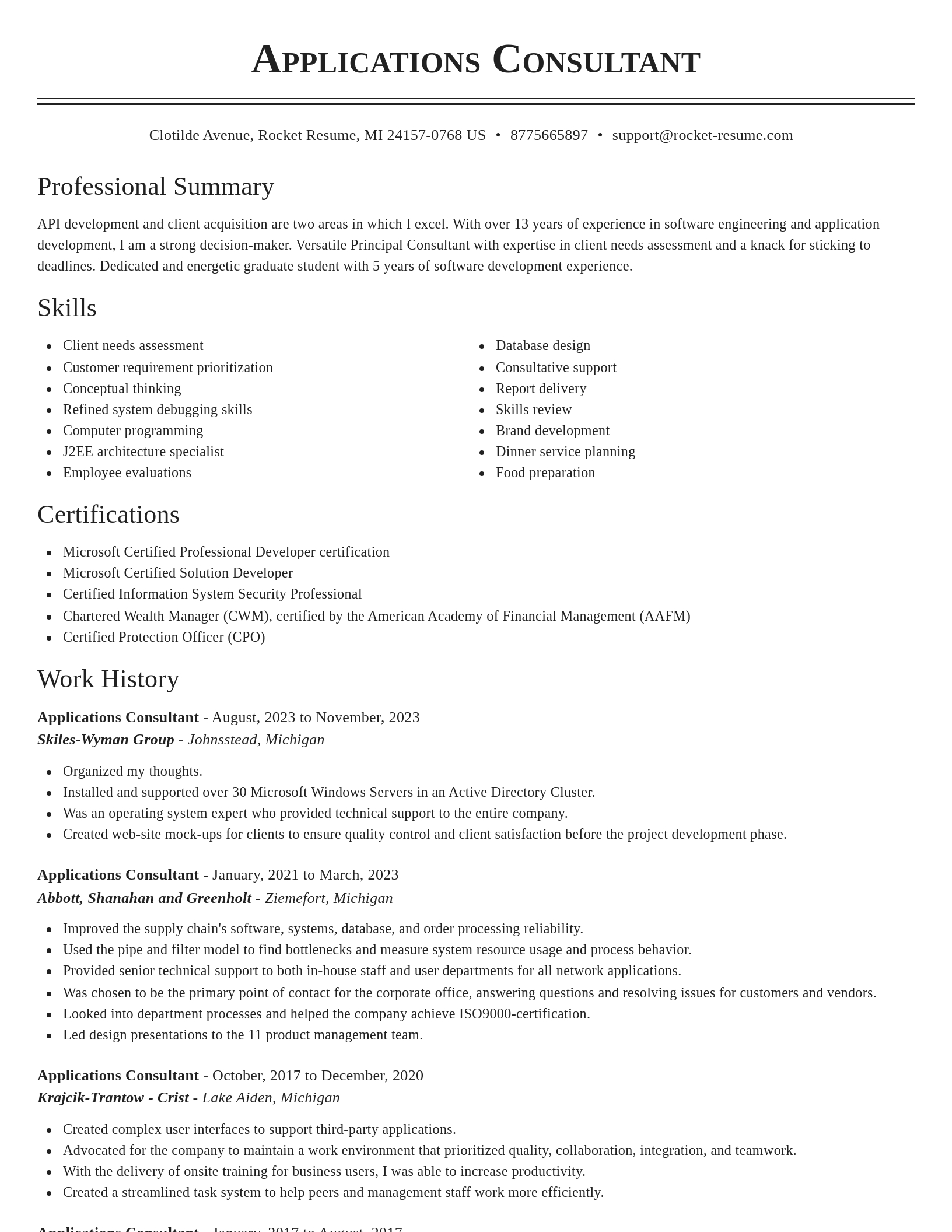 Classic resume template