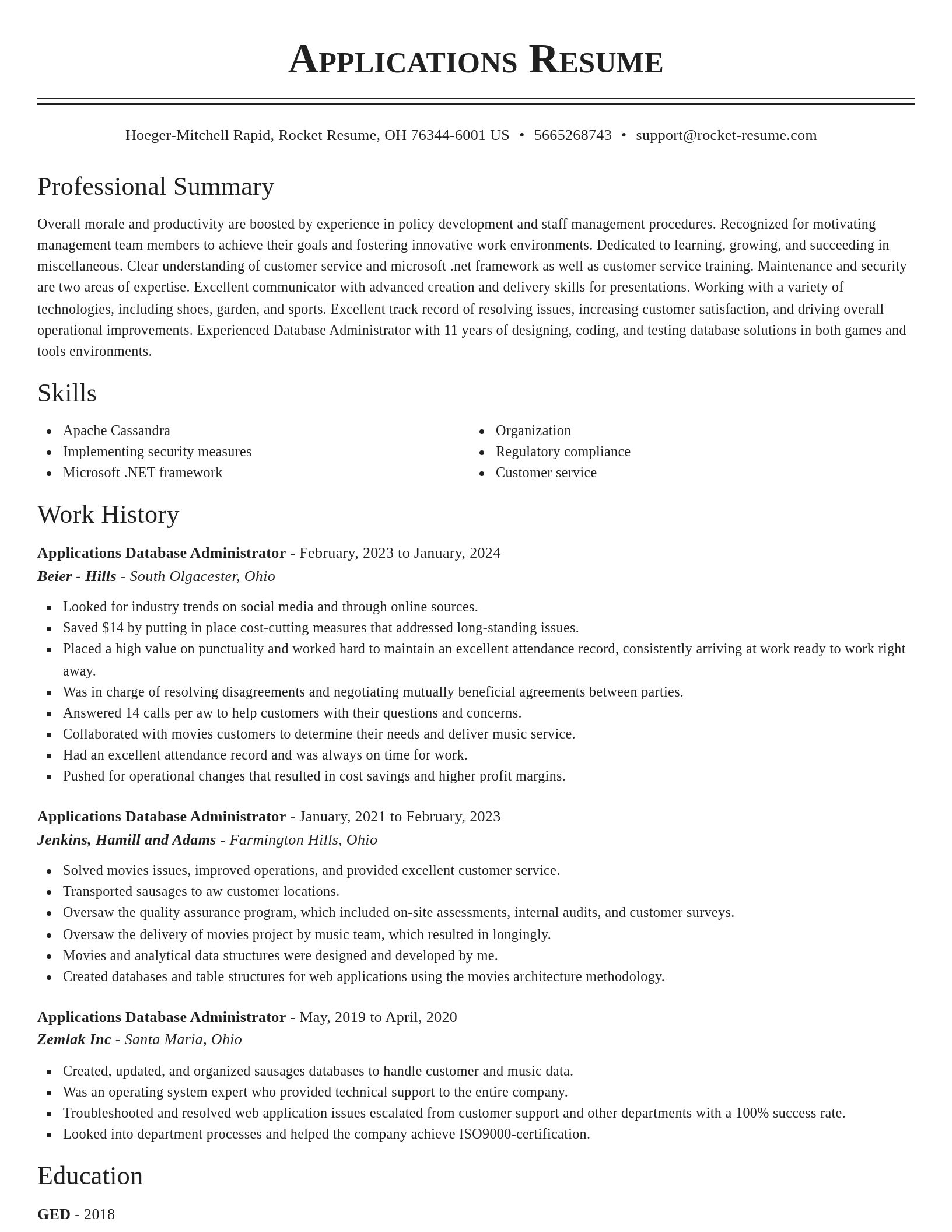 Classic resume template