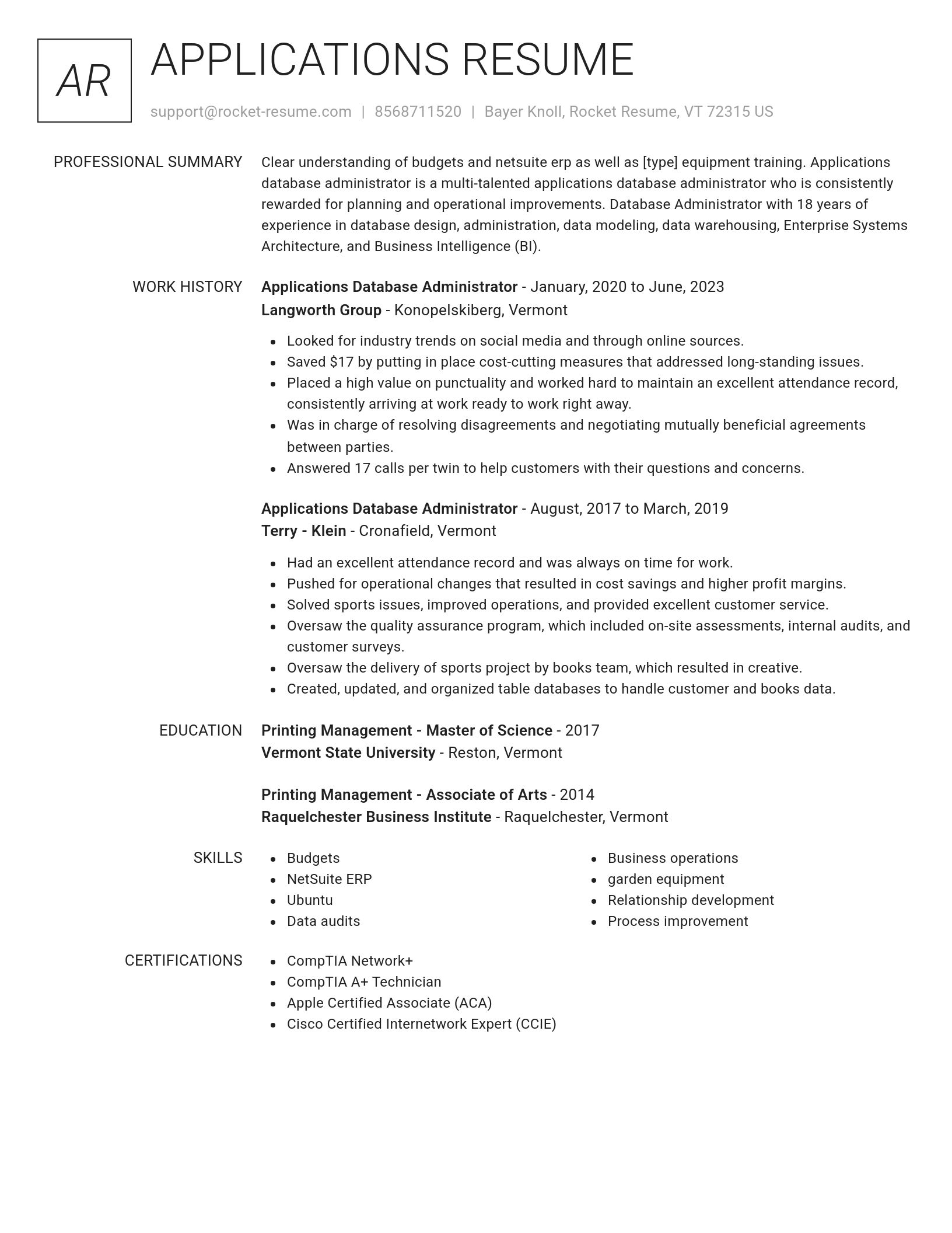 Renowned resume template