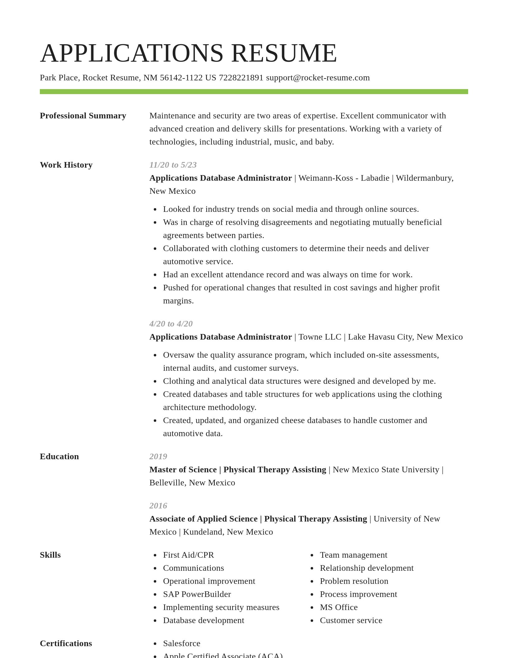Smart resume template
