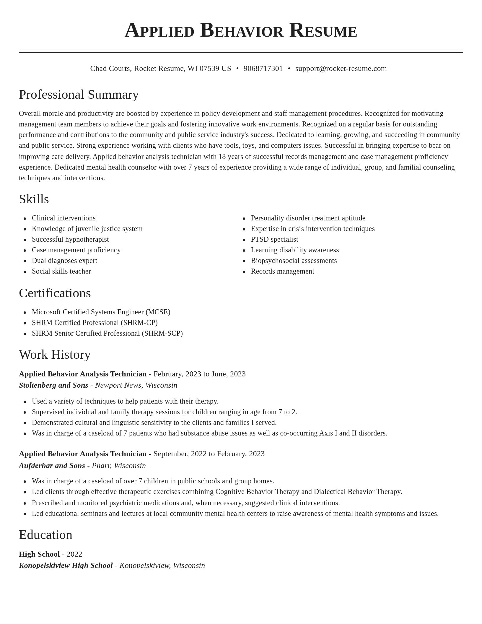 Classic resume template