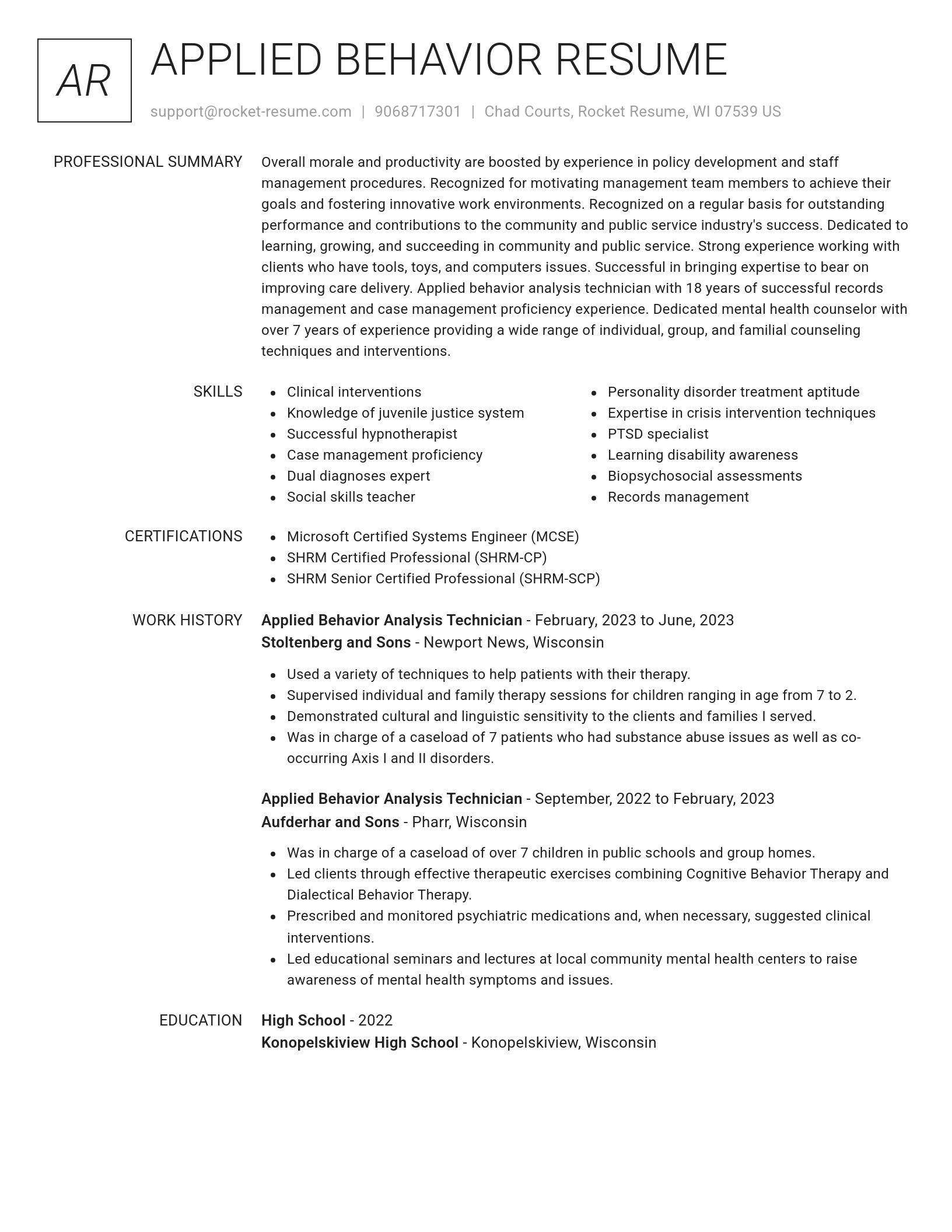 Renowned resume template