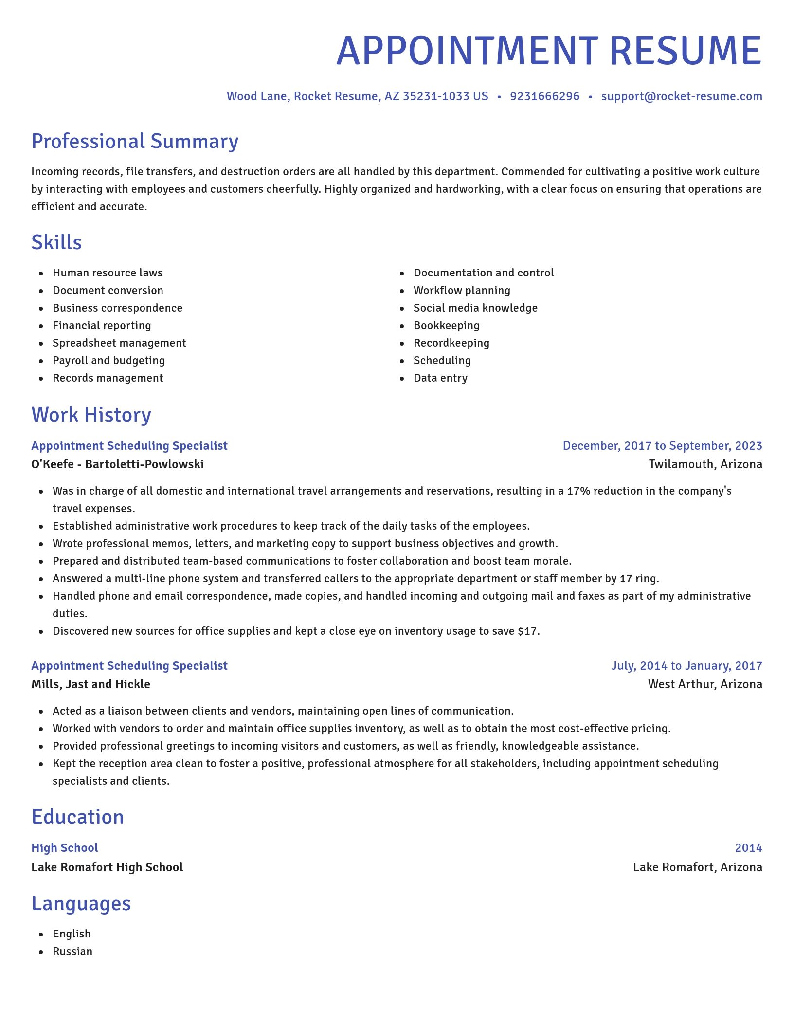 Novel resume template