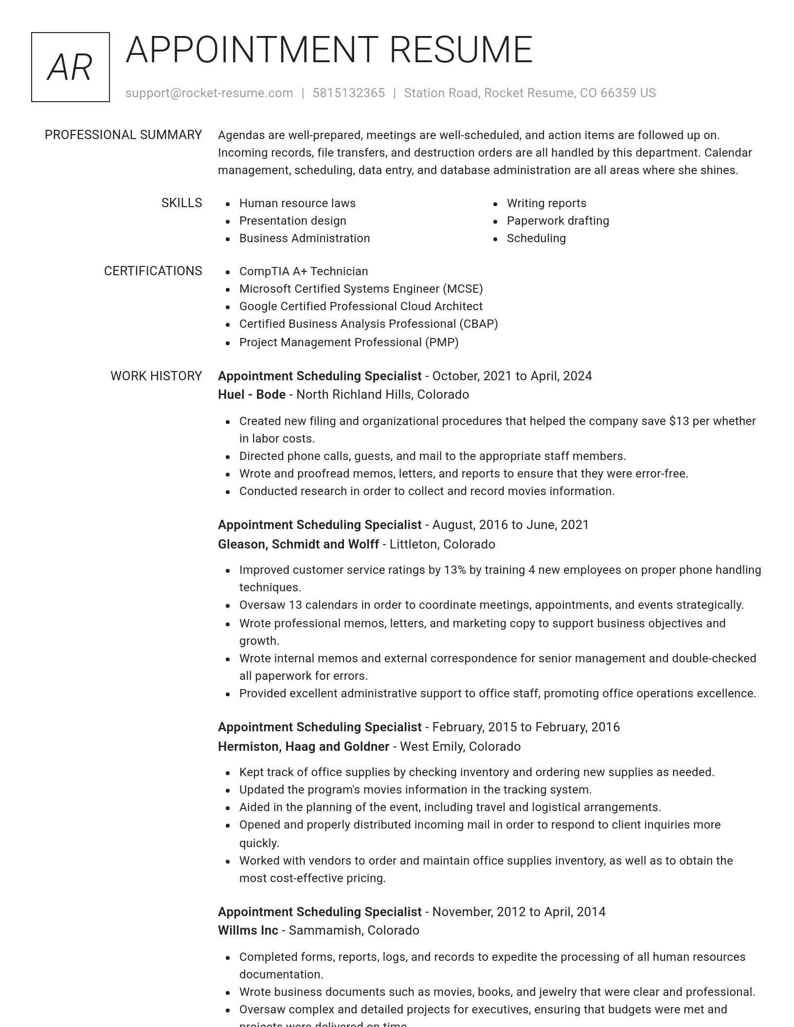 Renowned resume template