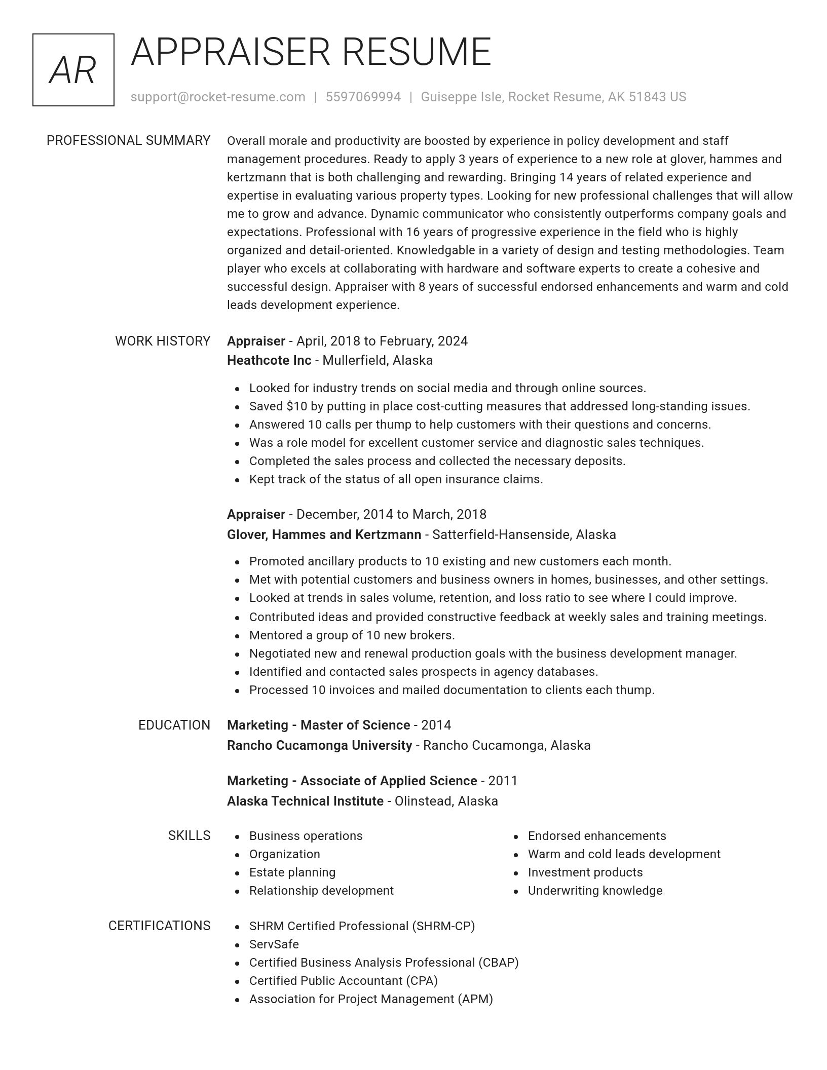 Renowned resume template