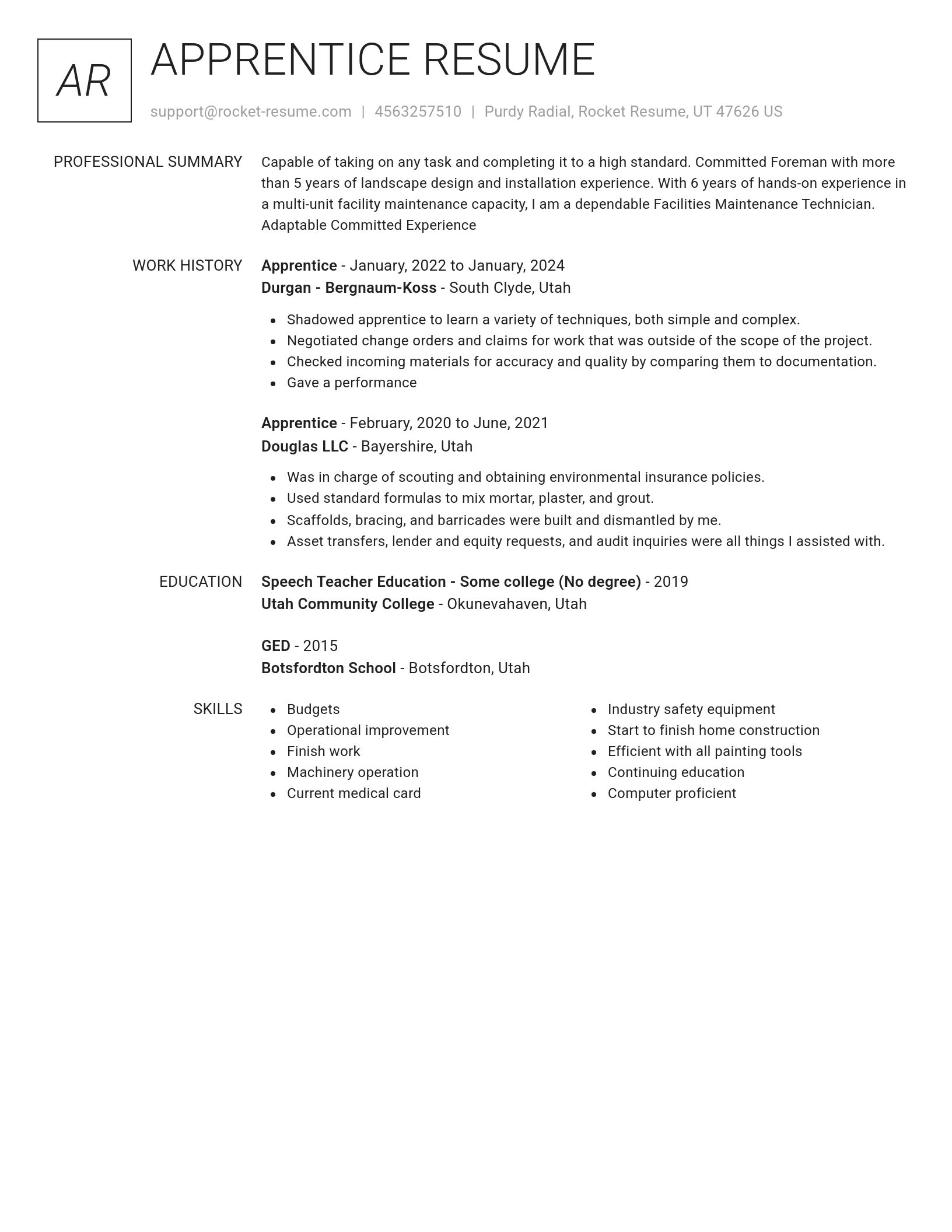 Renowned resume template