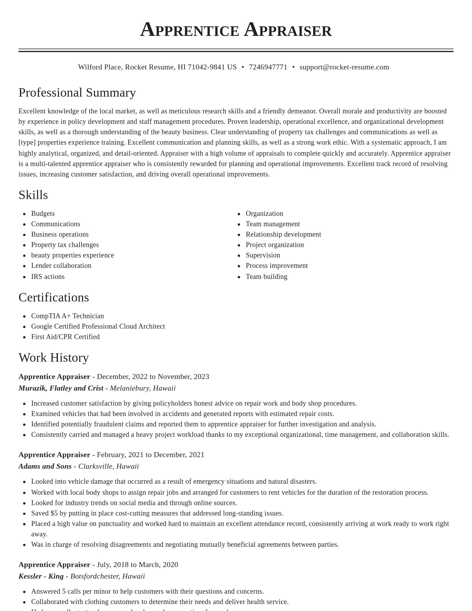 Classic resume template