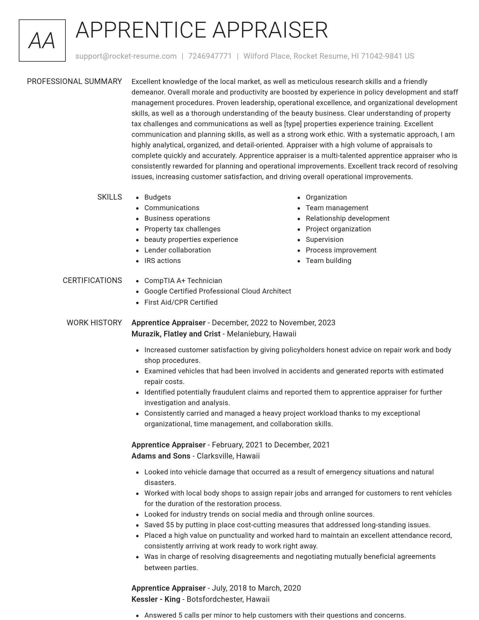 Renowned resume template