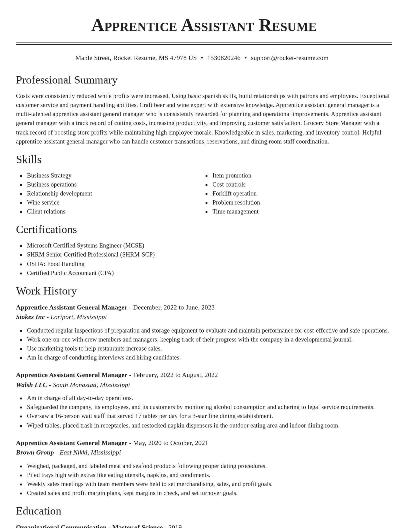 Classic resume template