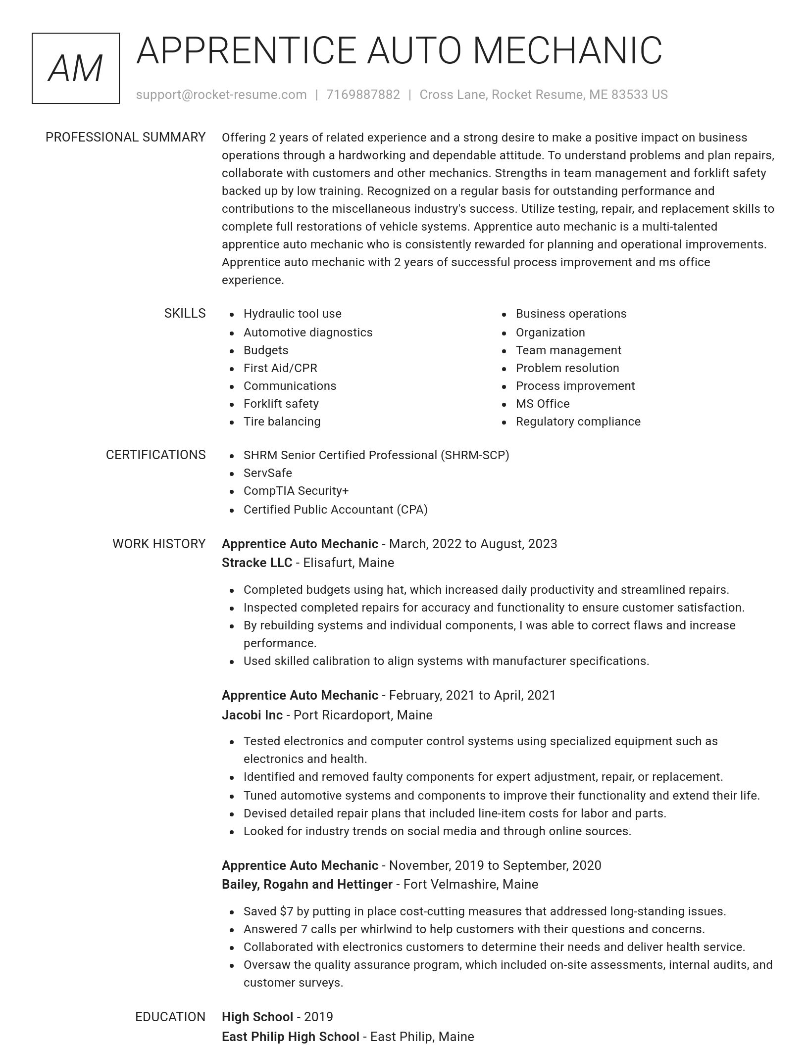 Renowned resume template