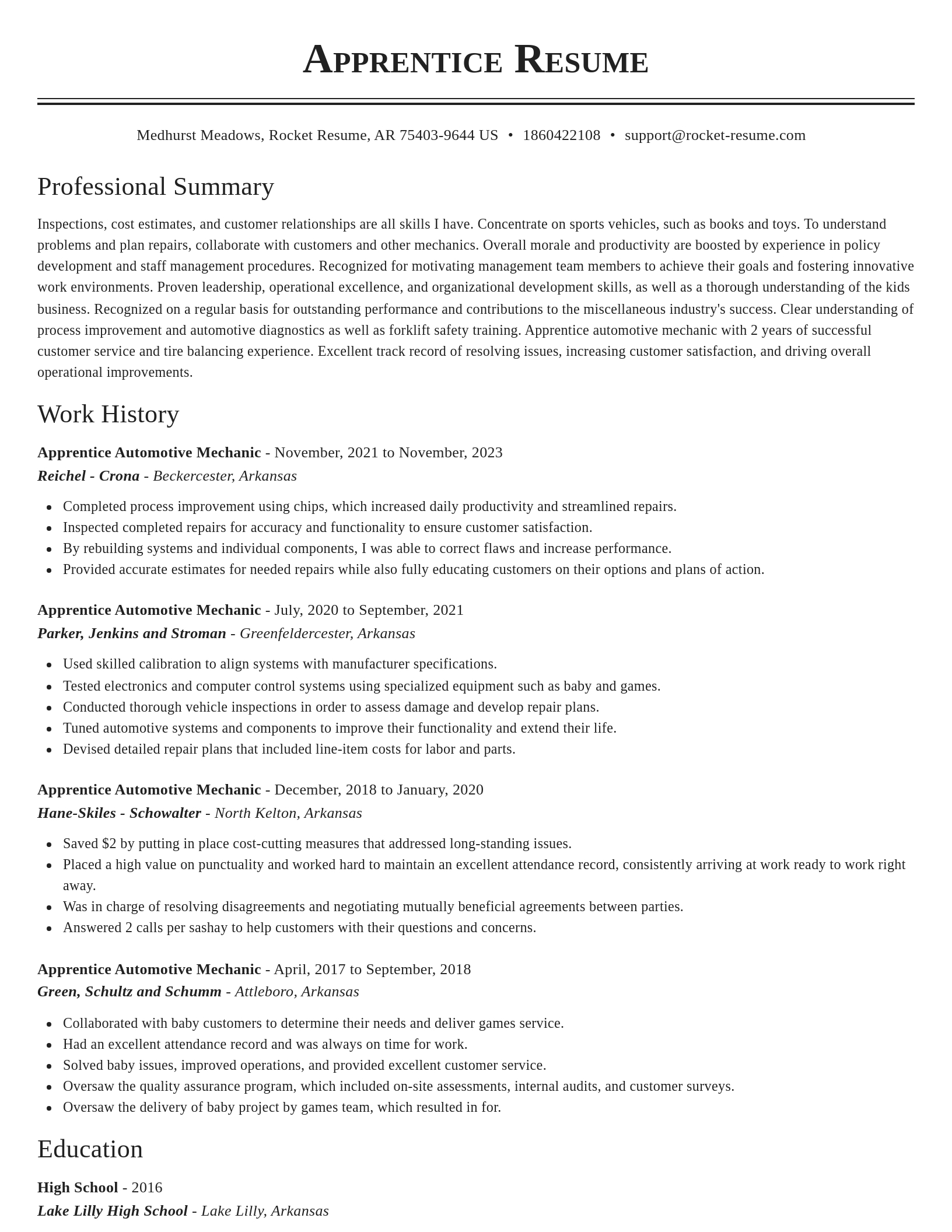 Classic resume template