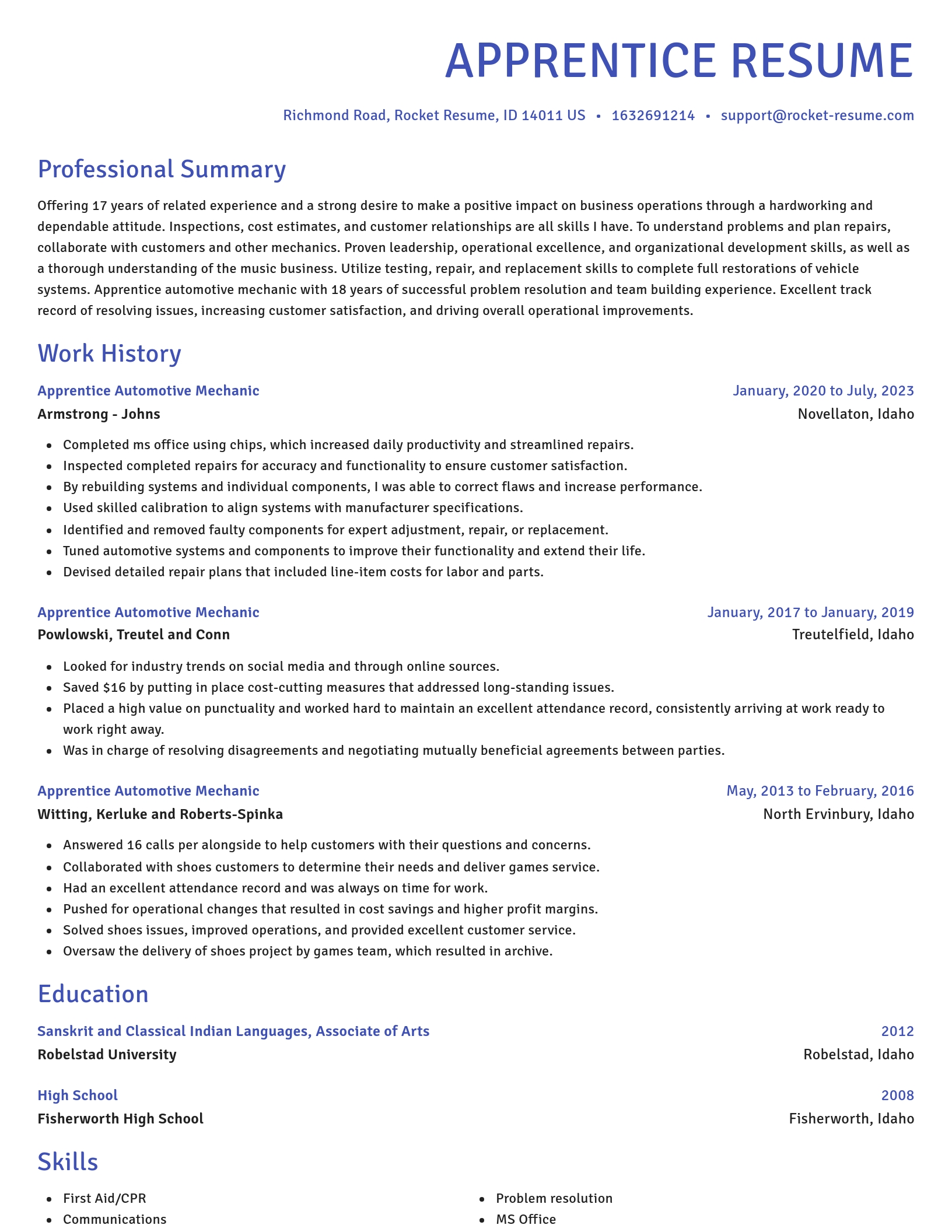 Novel resume template