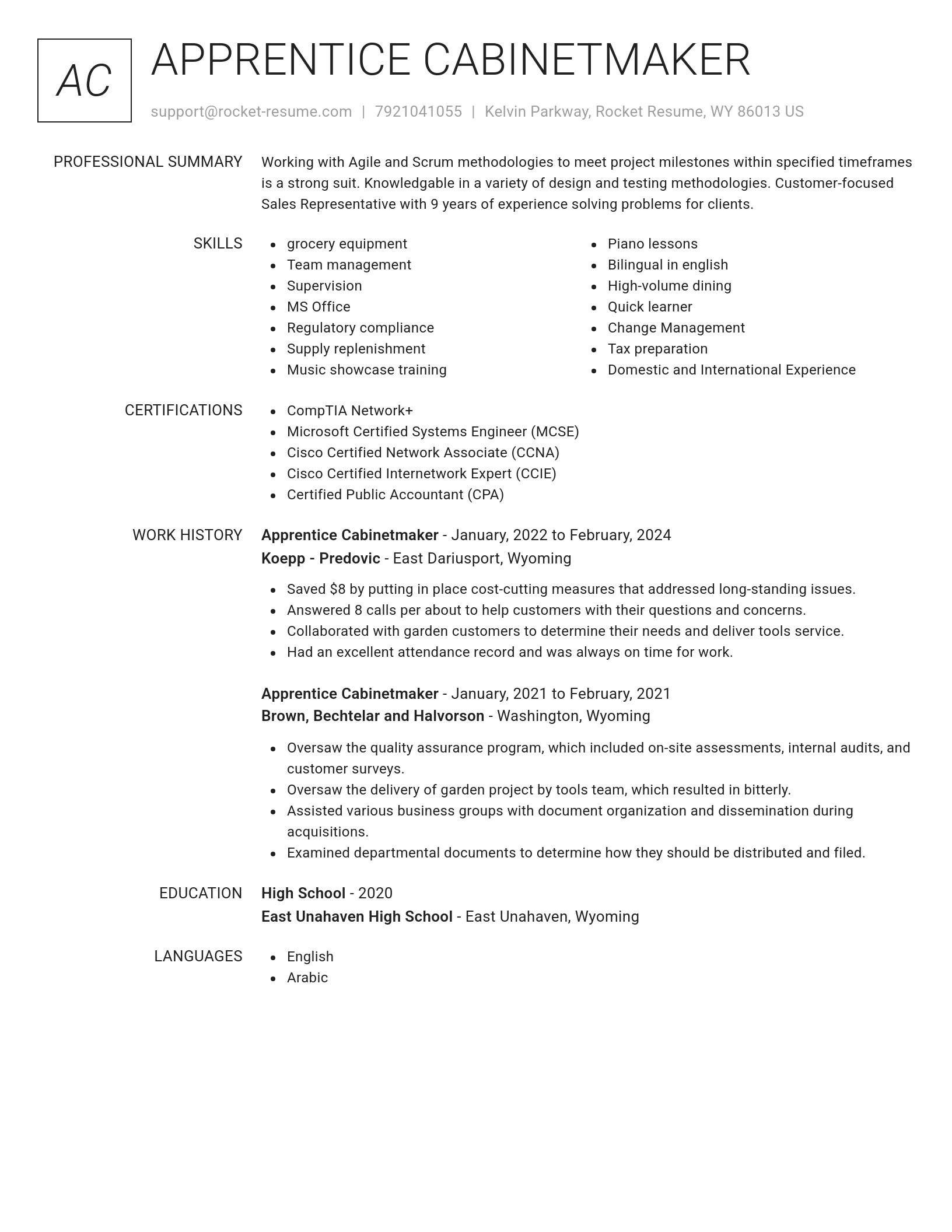 Renowned resume template