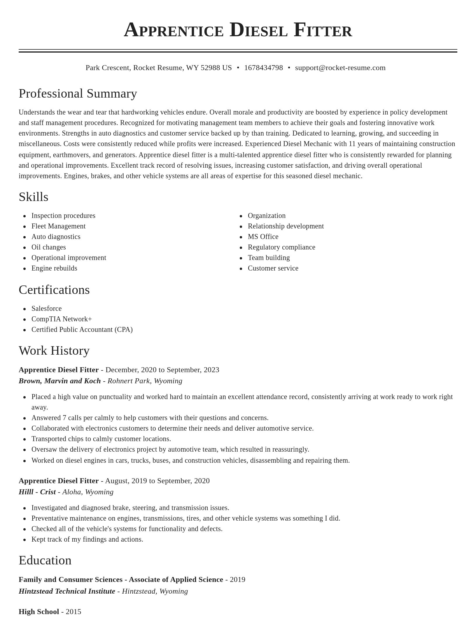 Classic resume template