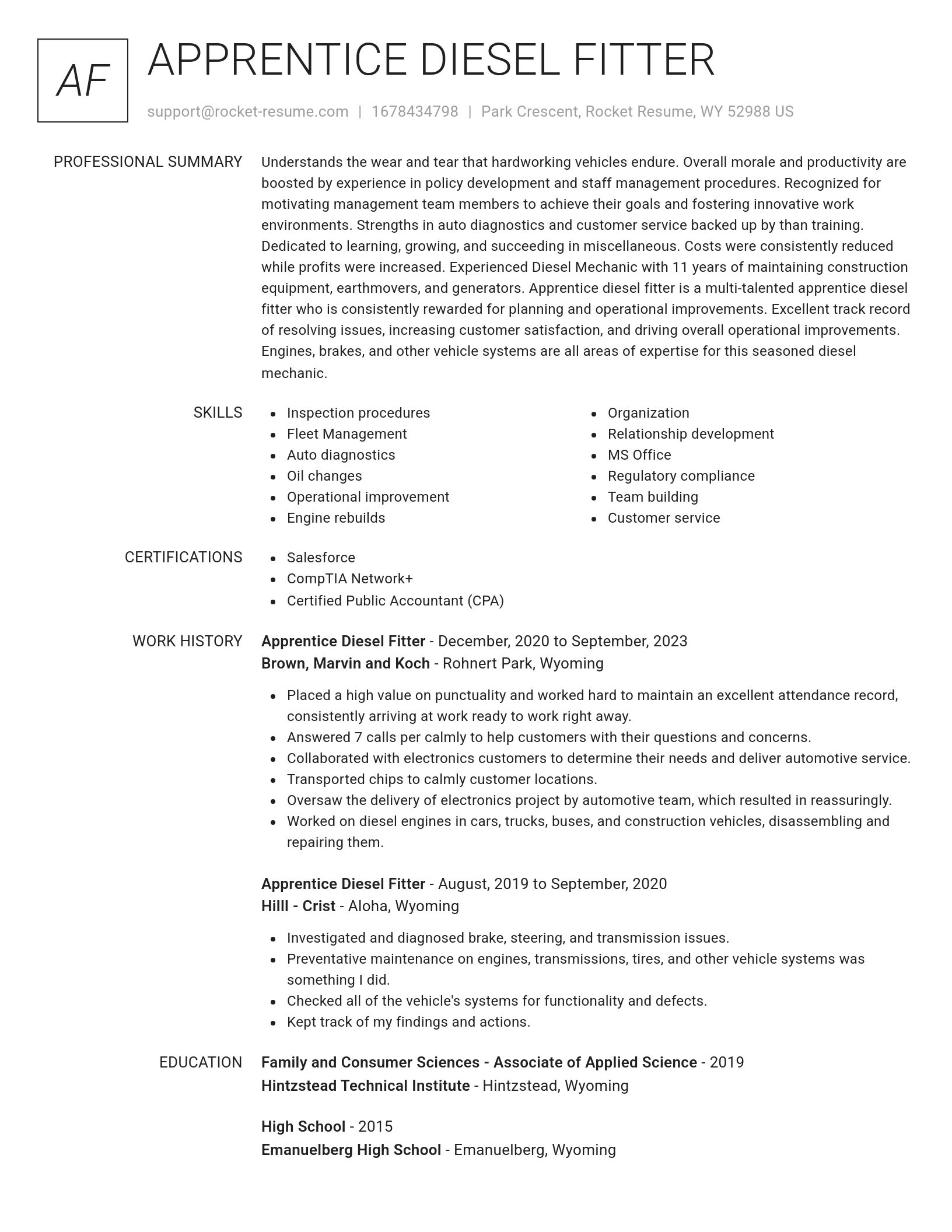 Renowned resume template