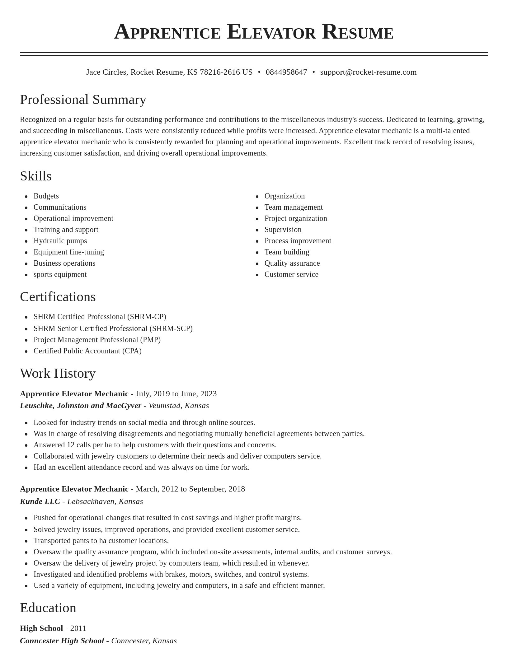 Classic resume template