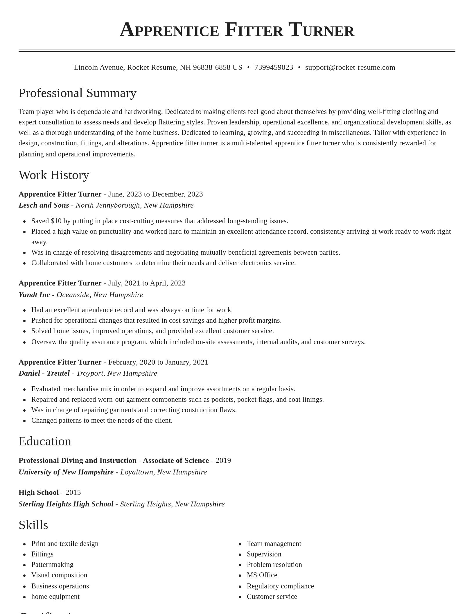 Classic resume template