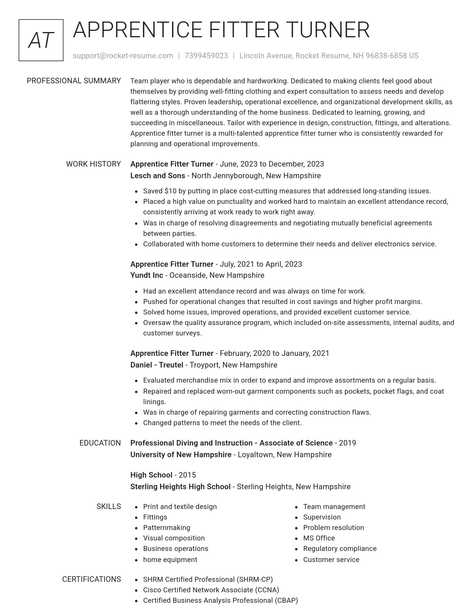 Renowned resume template