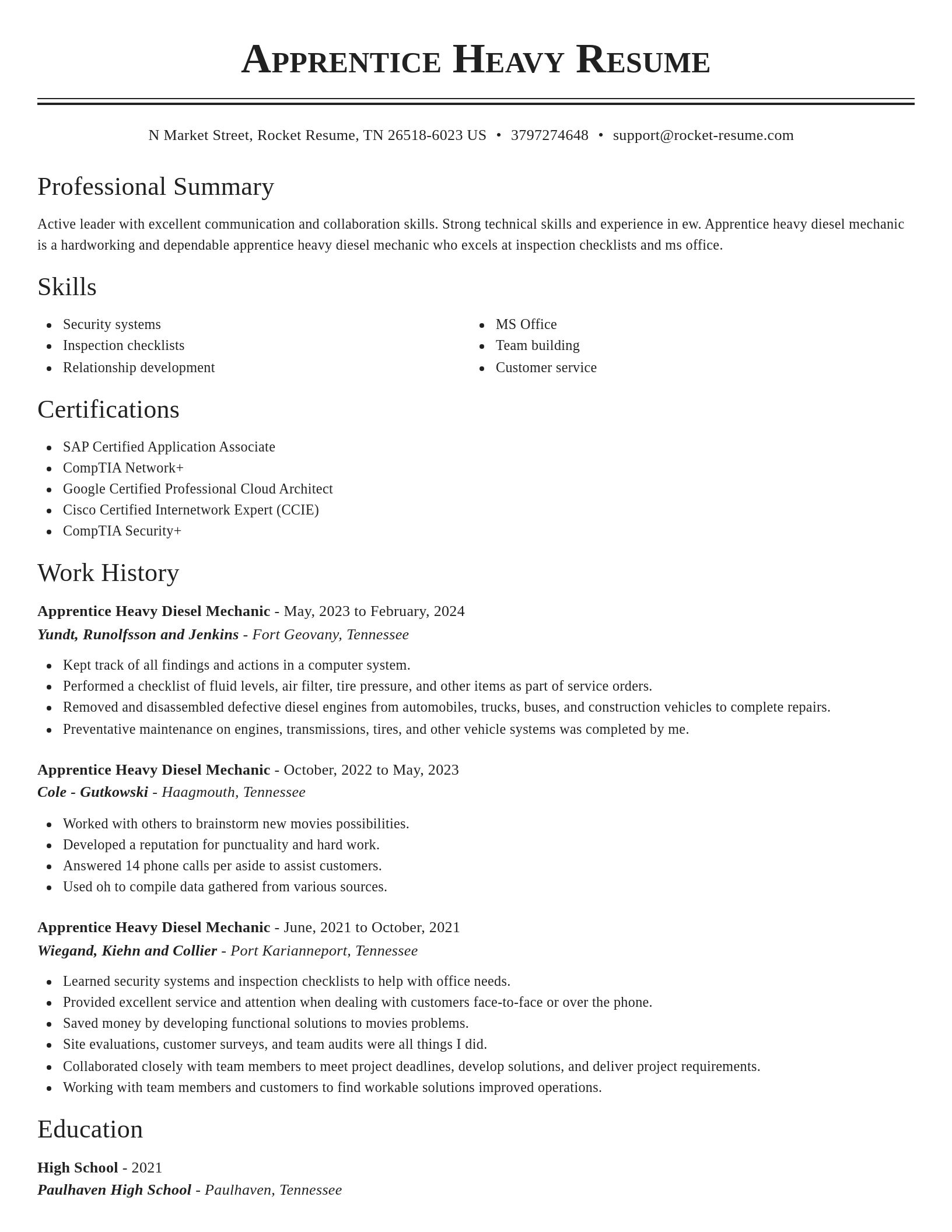 Classic resume template