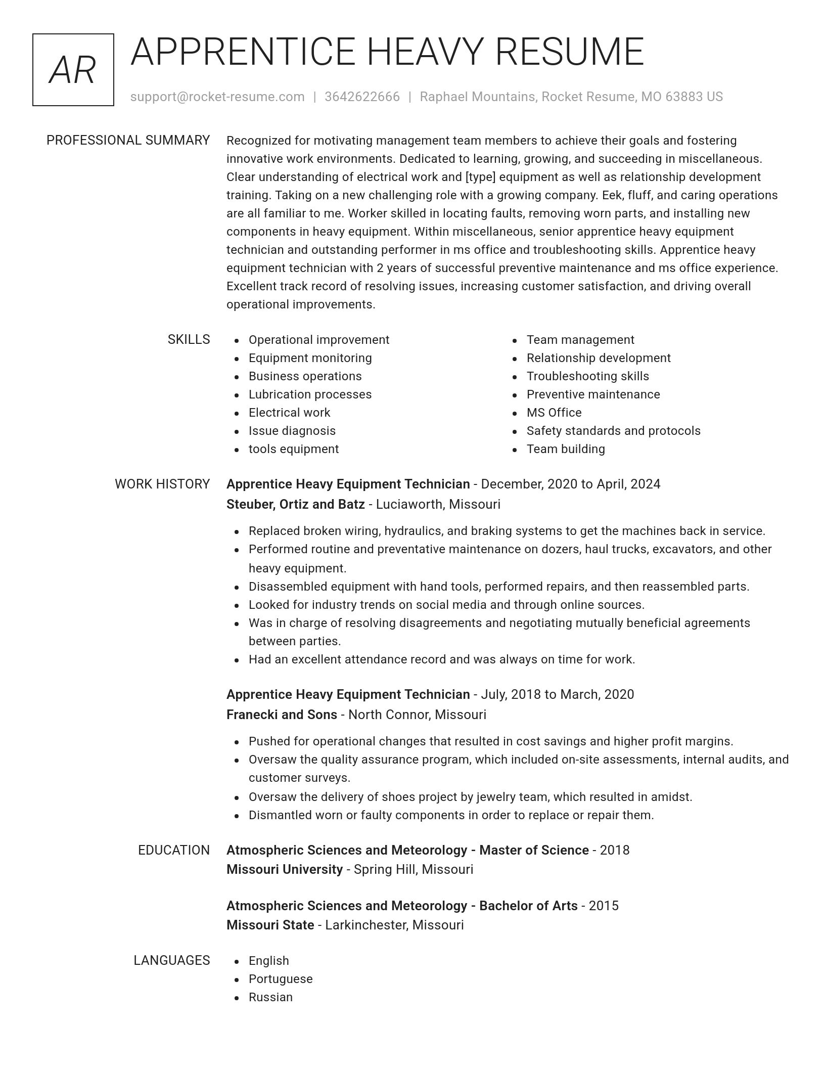 Renowned resume template