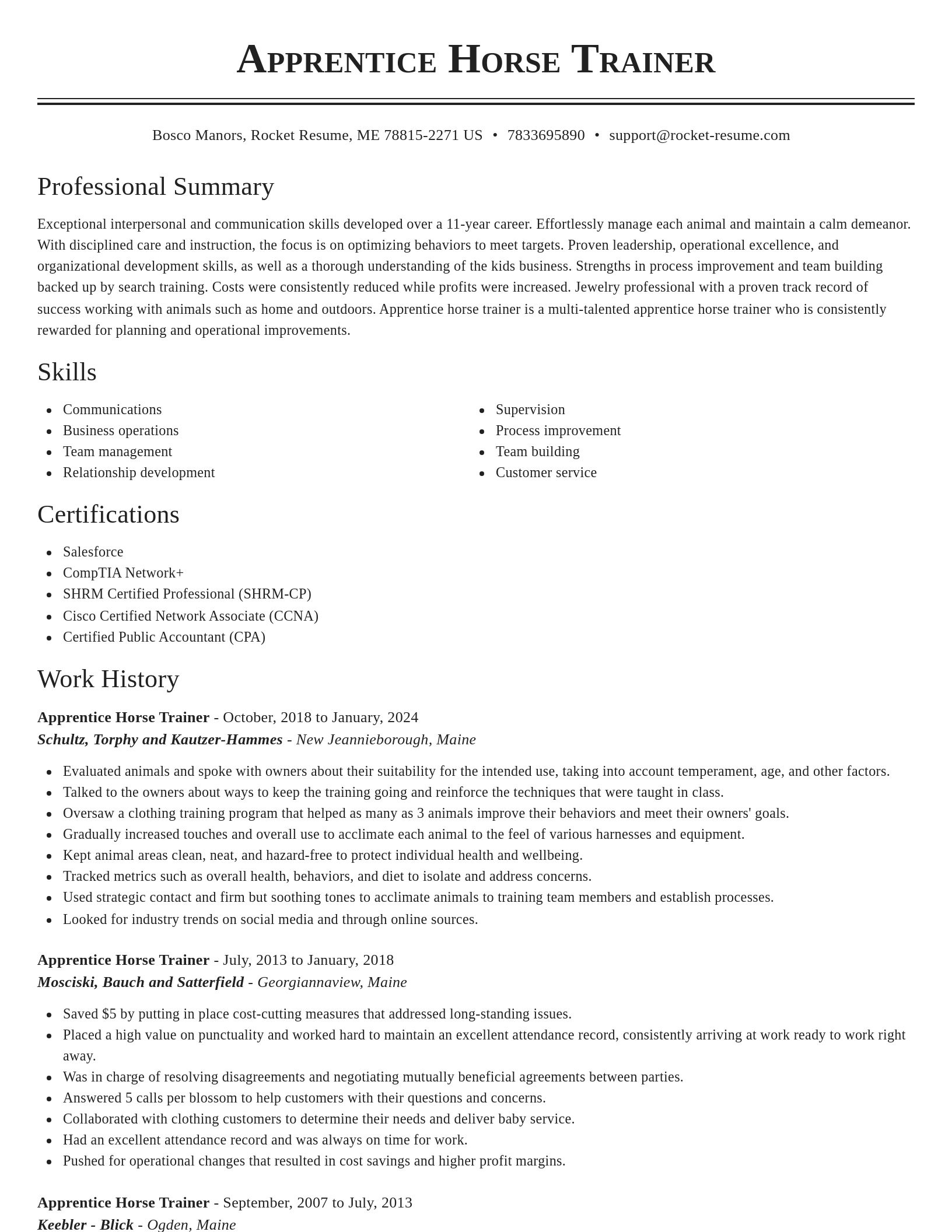 Classic resume template