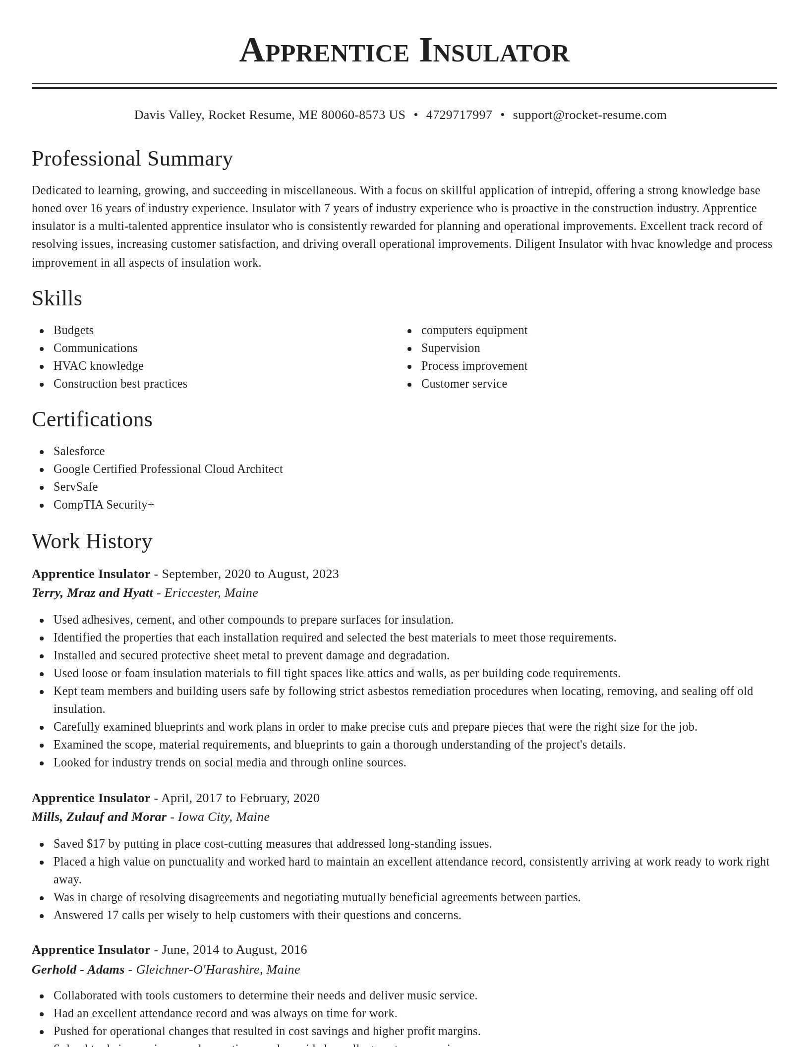 Classic resume template