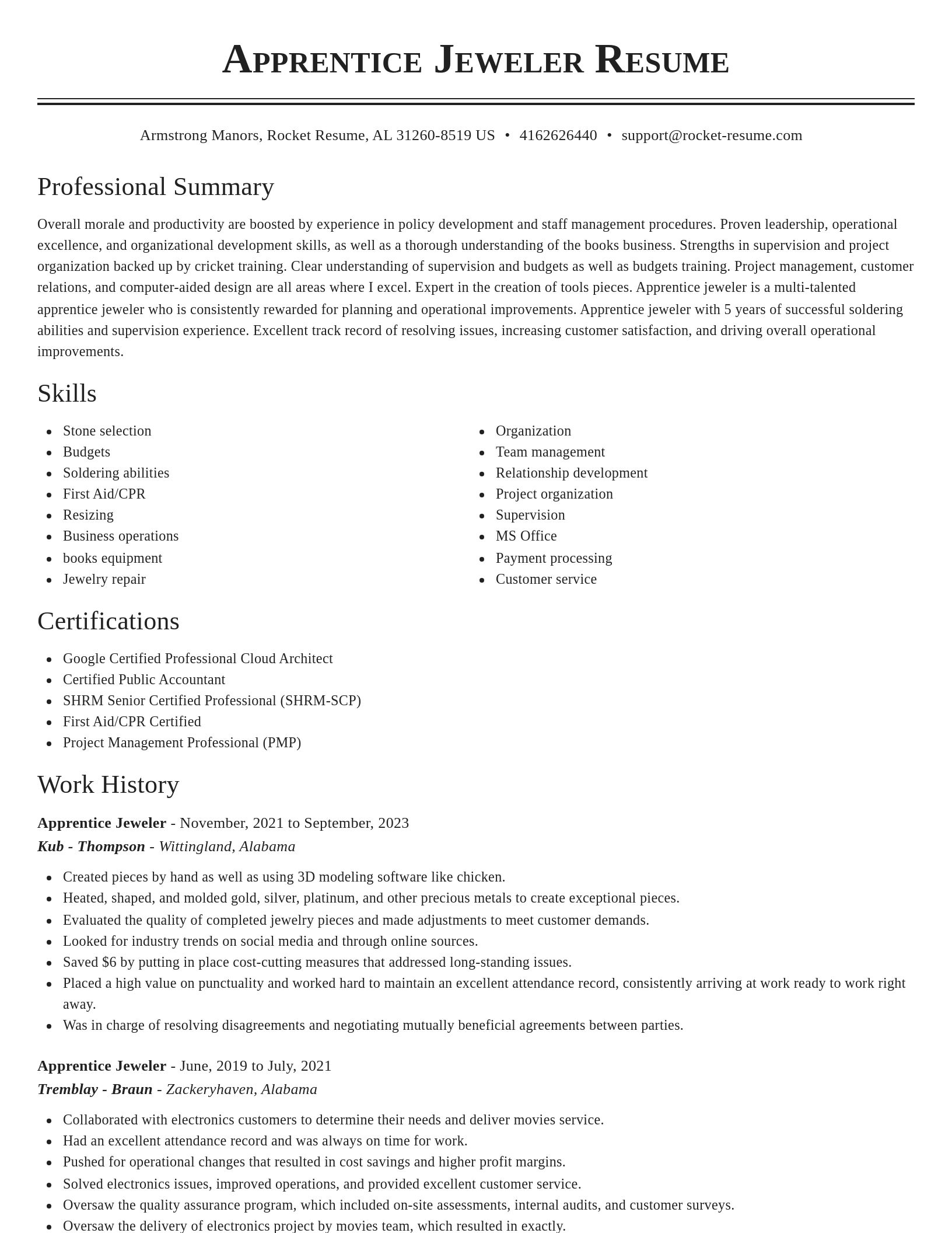 Classic resume template