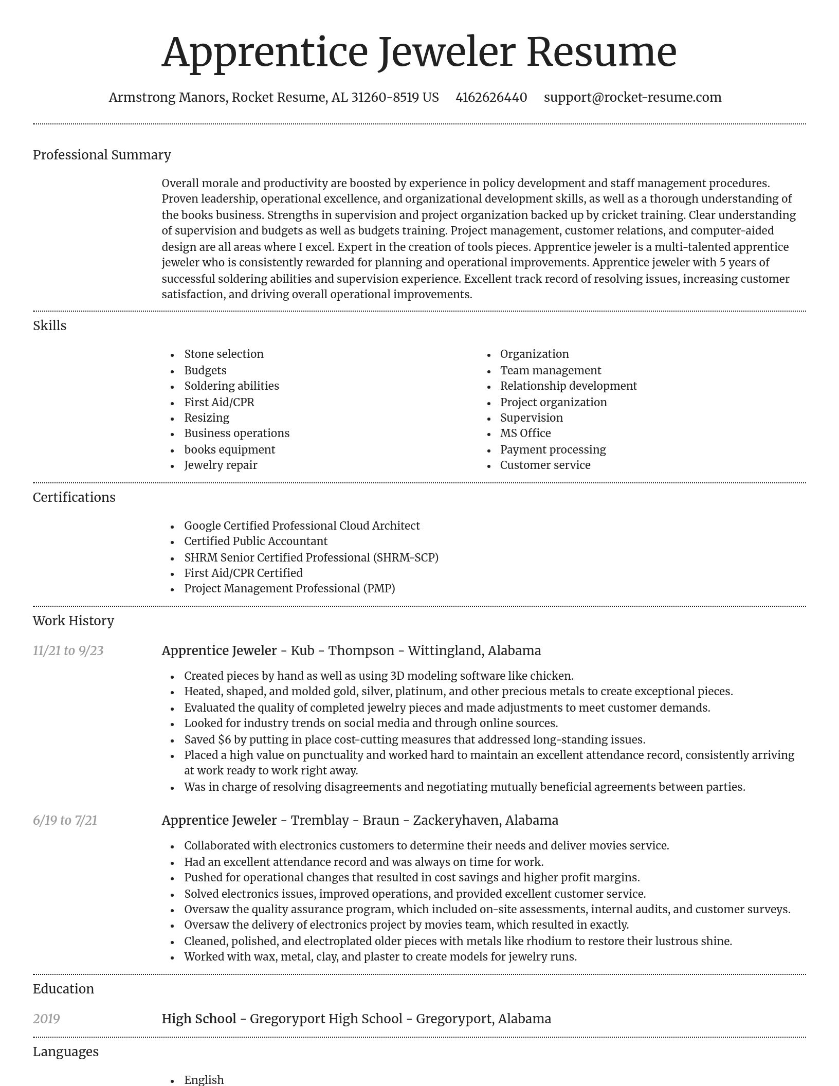 Dignified resume template